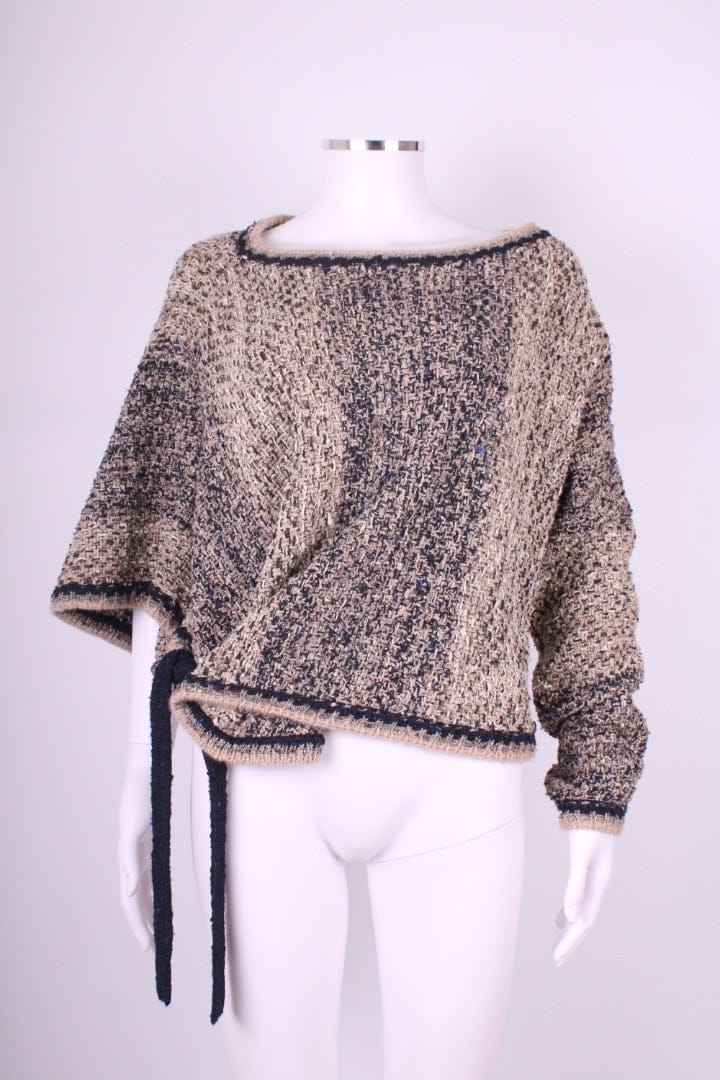 Chanel Chanel Boucle Tie Waist Jumper Beige/ Navy 8