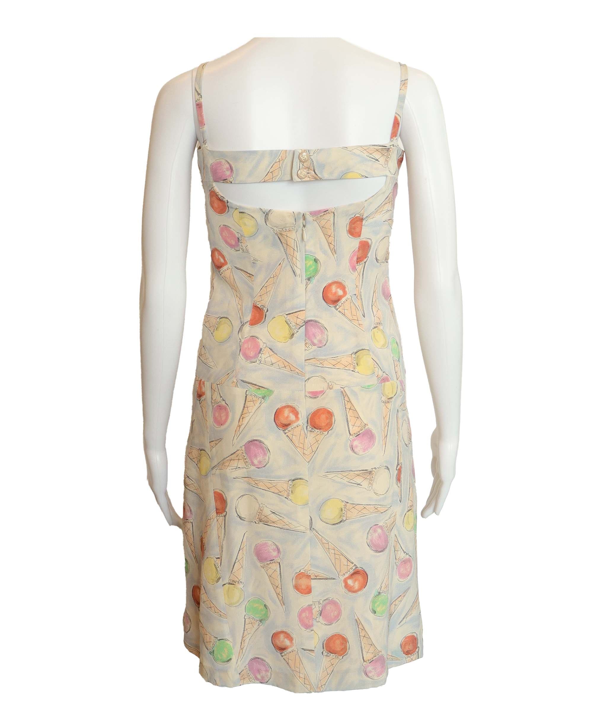 Chanel Multicolor Ice Cream Print Camisole Dress Blue Chanel Multi Ice Cream Print Camisole Dress Blue color
