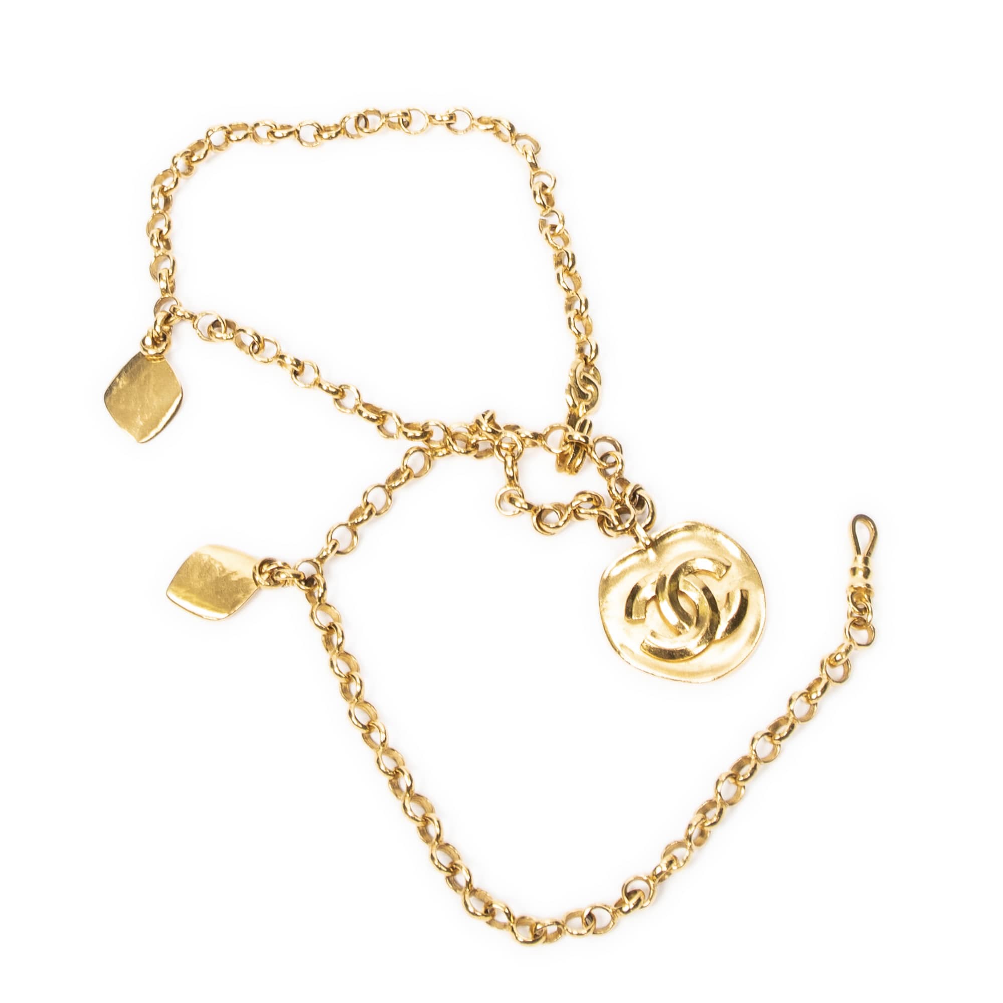 Chanel Chanel Gold Stainless Steel without Nickel CC Medallion Pendant Chain Necklace AAY8891