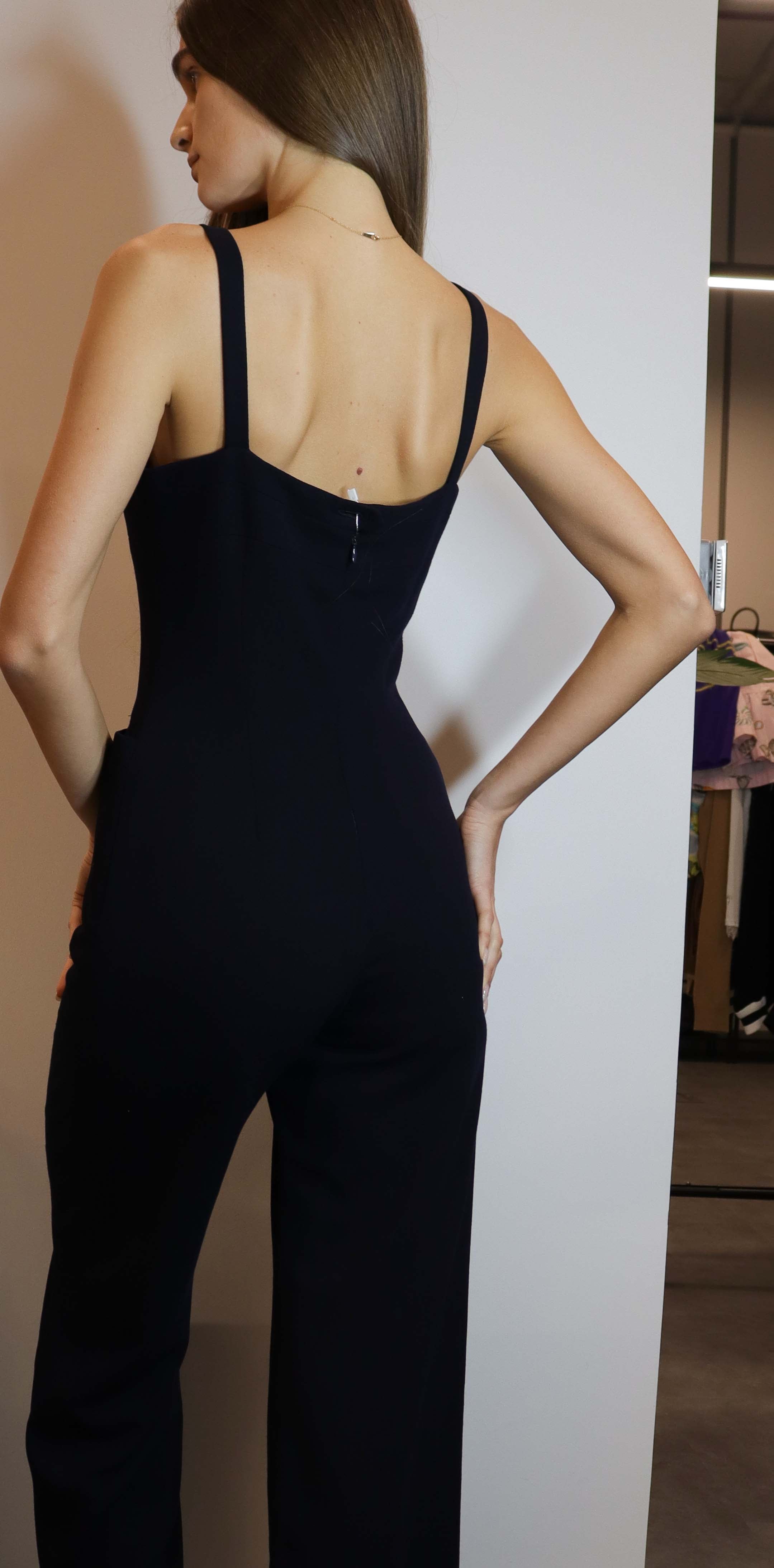 Chanel Chanel Logo Gold Button Jumpsuit NAvy DXBS1991