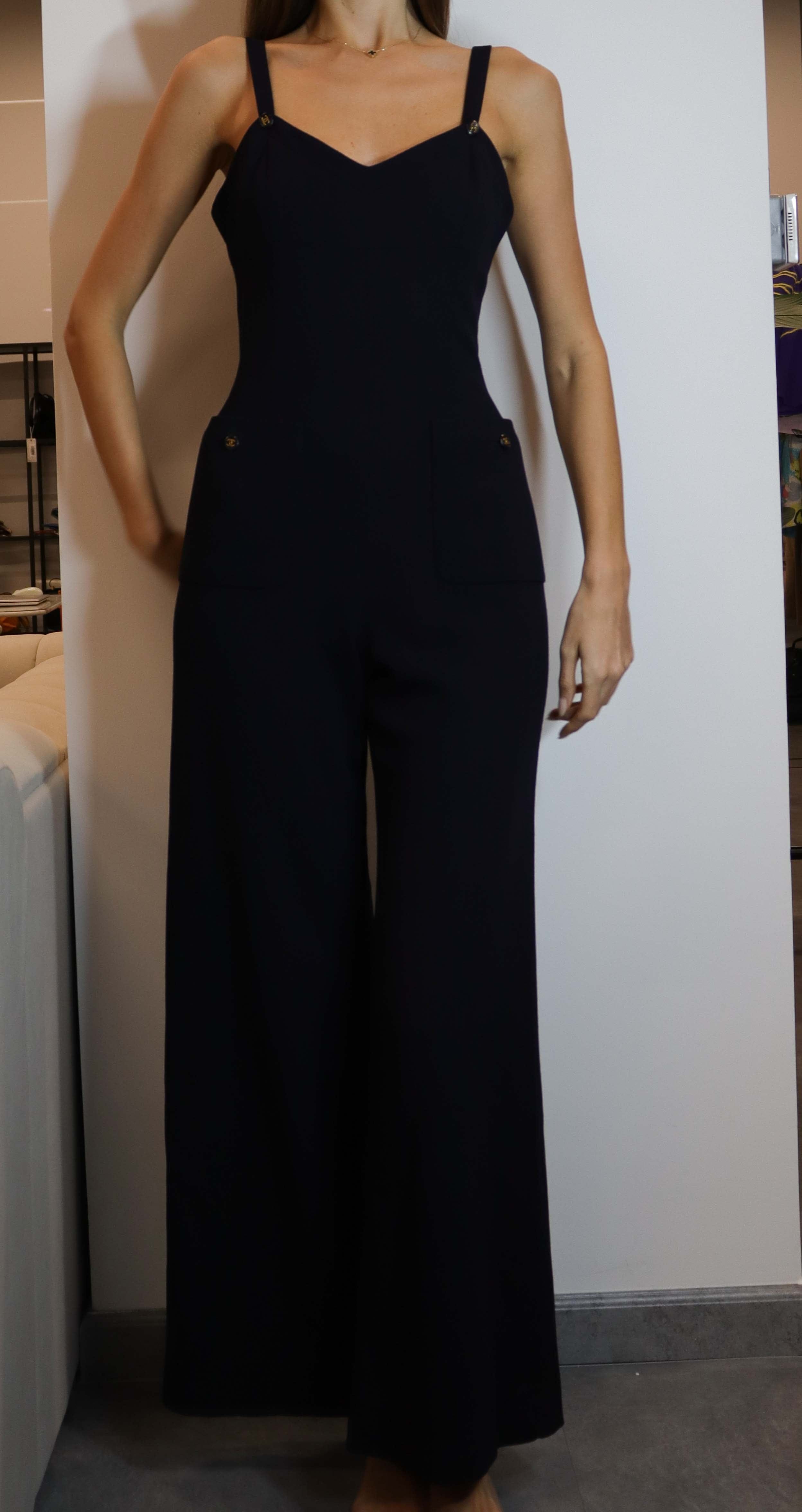 Chanel Chanel Logo Gold Button Jumpsuit NAvy DXBS1991