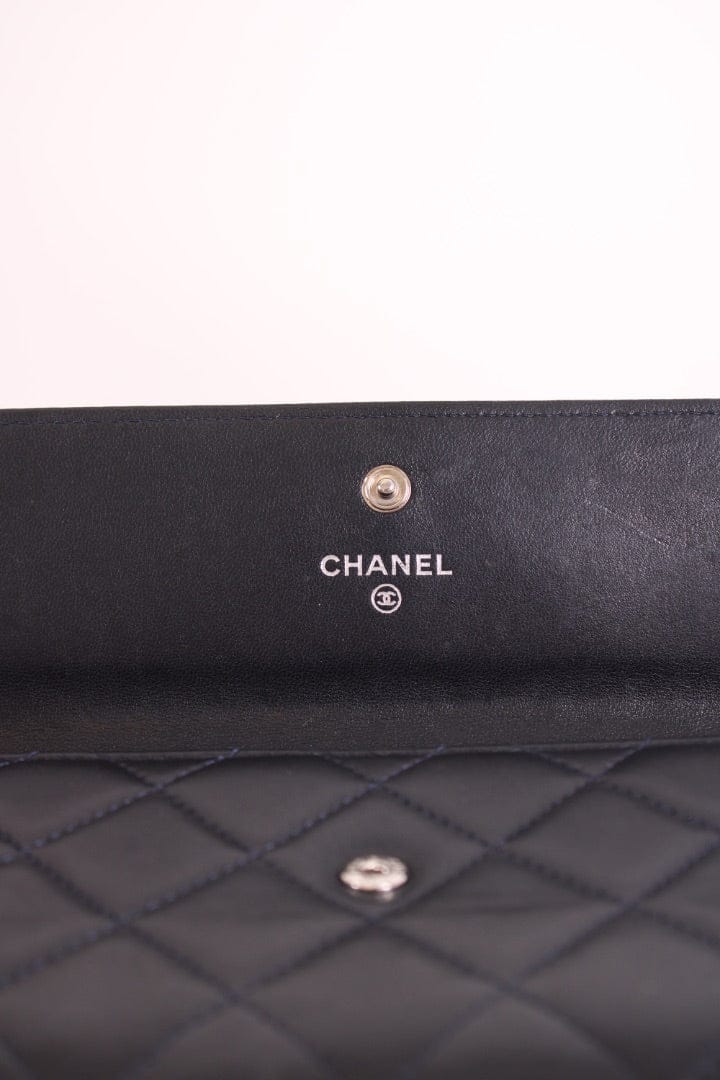 Chanel Chanel Lamb Skin long Purse Navy