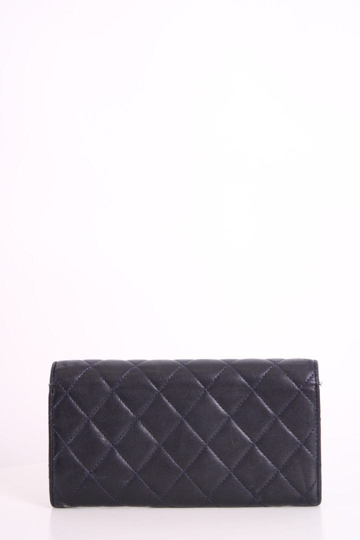 Chanel Chanel Lamb Skin long Purse Navy