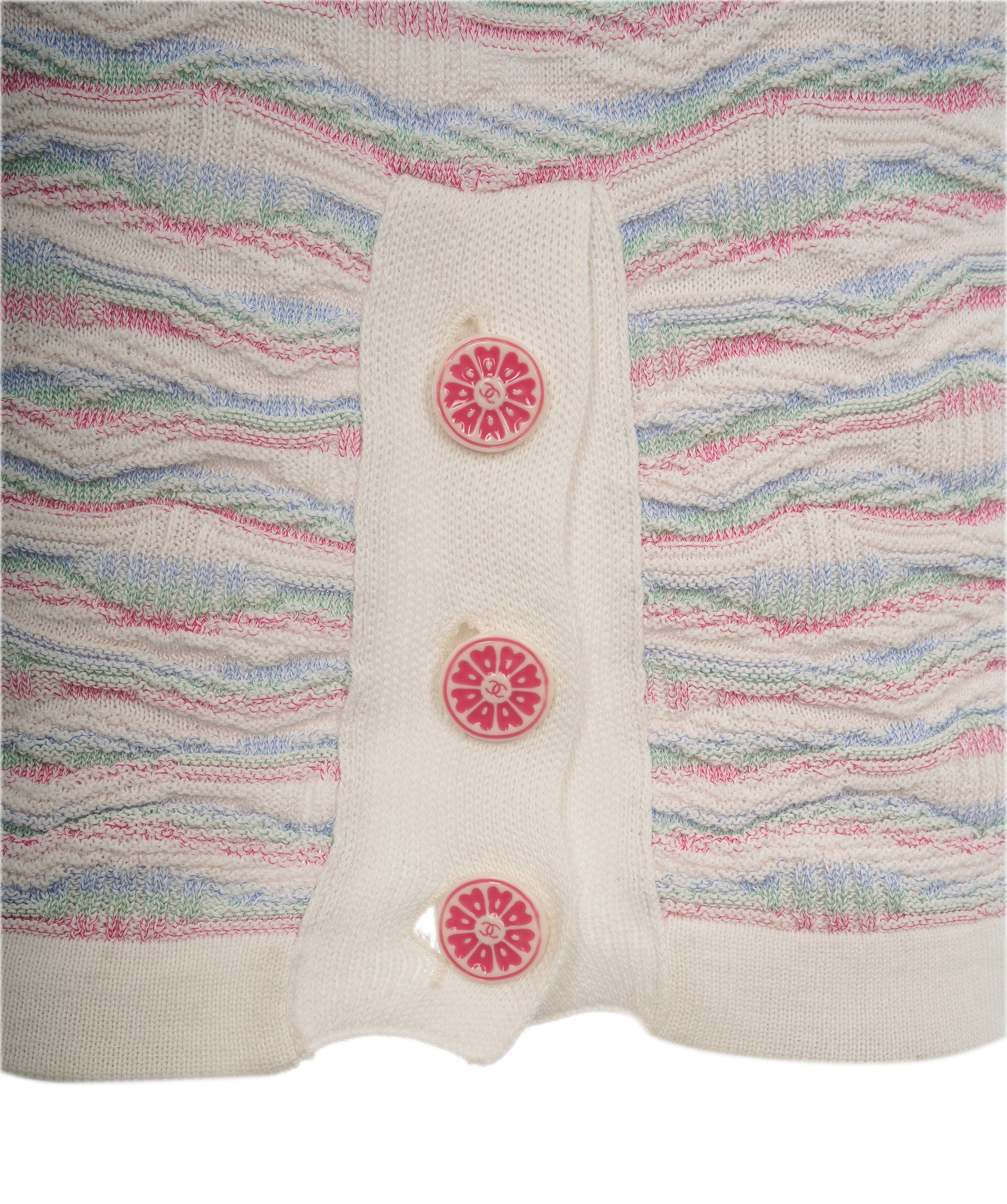 Chanel Chanel 16C Multicolour Cotton Button Short Sleeve Stripe Dress ALC1833