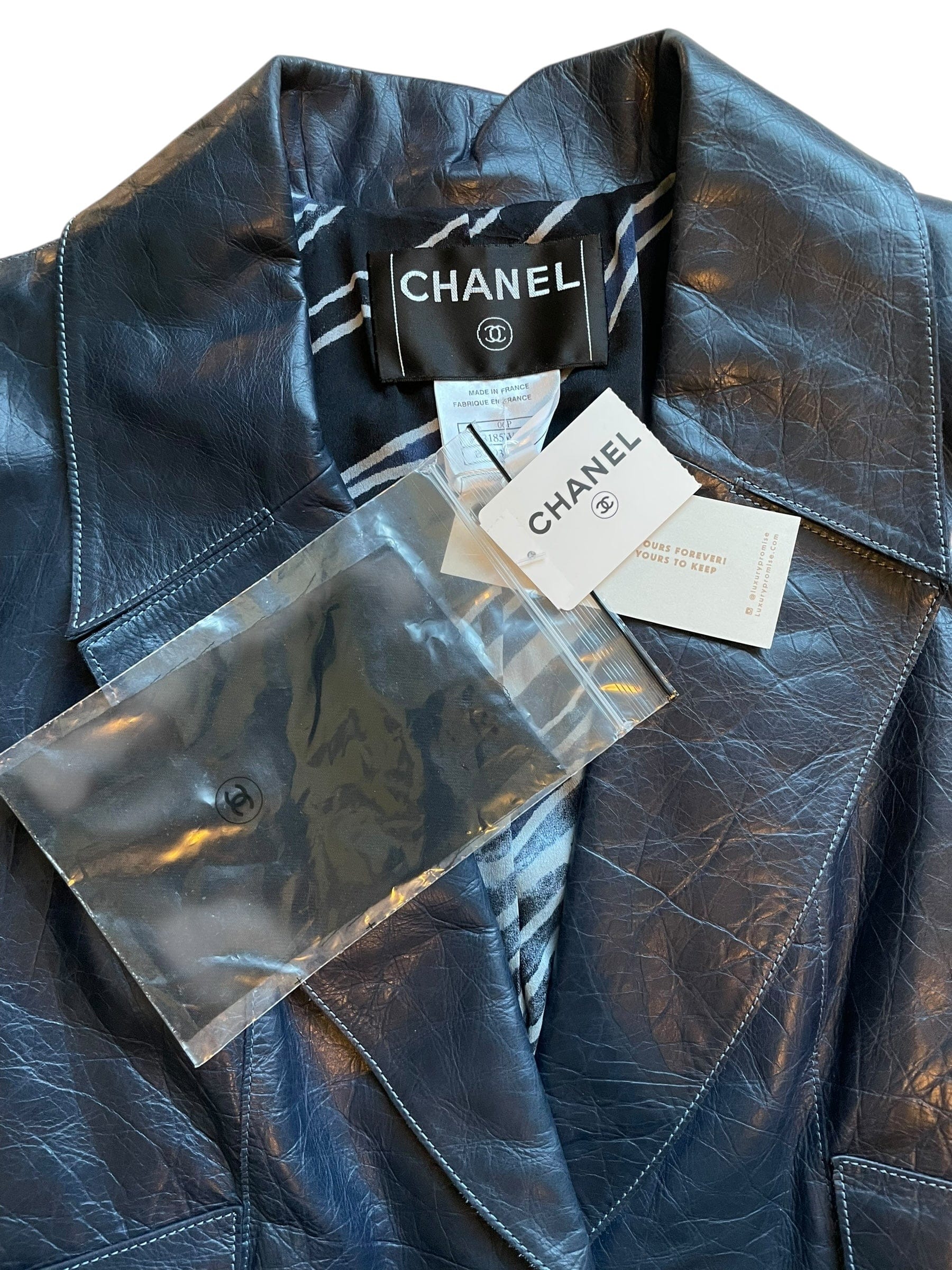 Chanel Chanel 2006P Navy Aged Leather Blazer