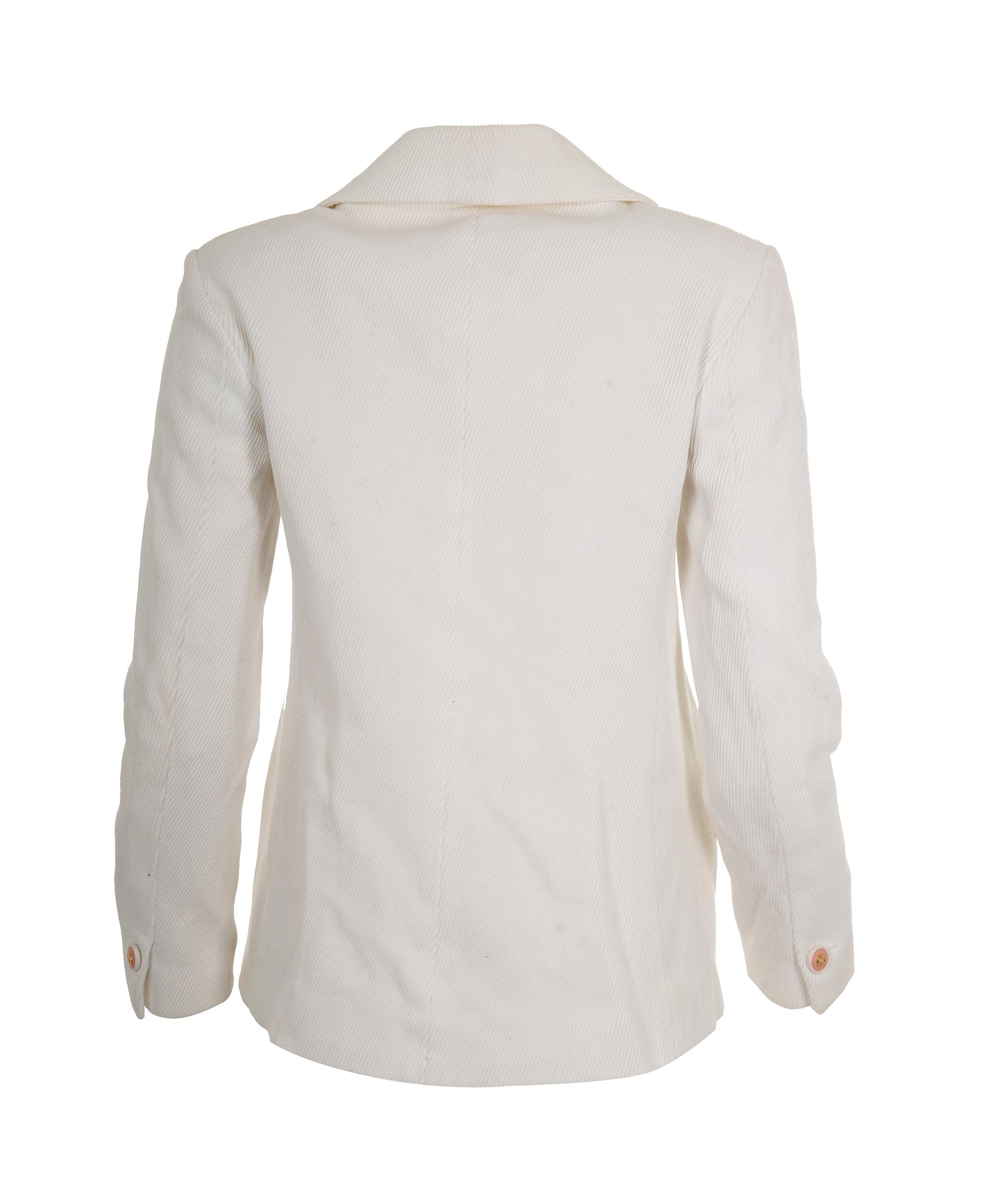 Chanel Chanel 2015 White Cotton CC Ribbed Blazer Jacket FR40 AGC2202