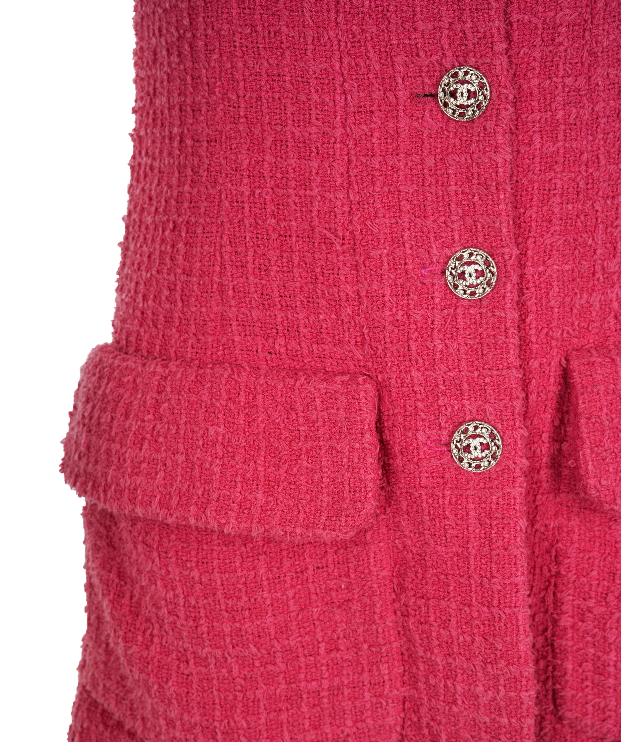 Chanel Chanel 22S Pink Tweed Rhinestone CC Long Waistcoat/Dress FR36 AGC2205