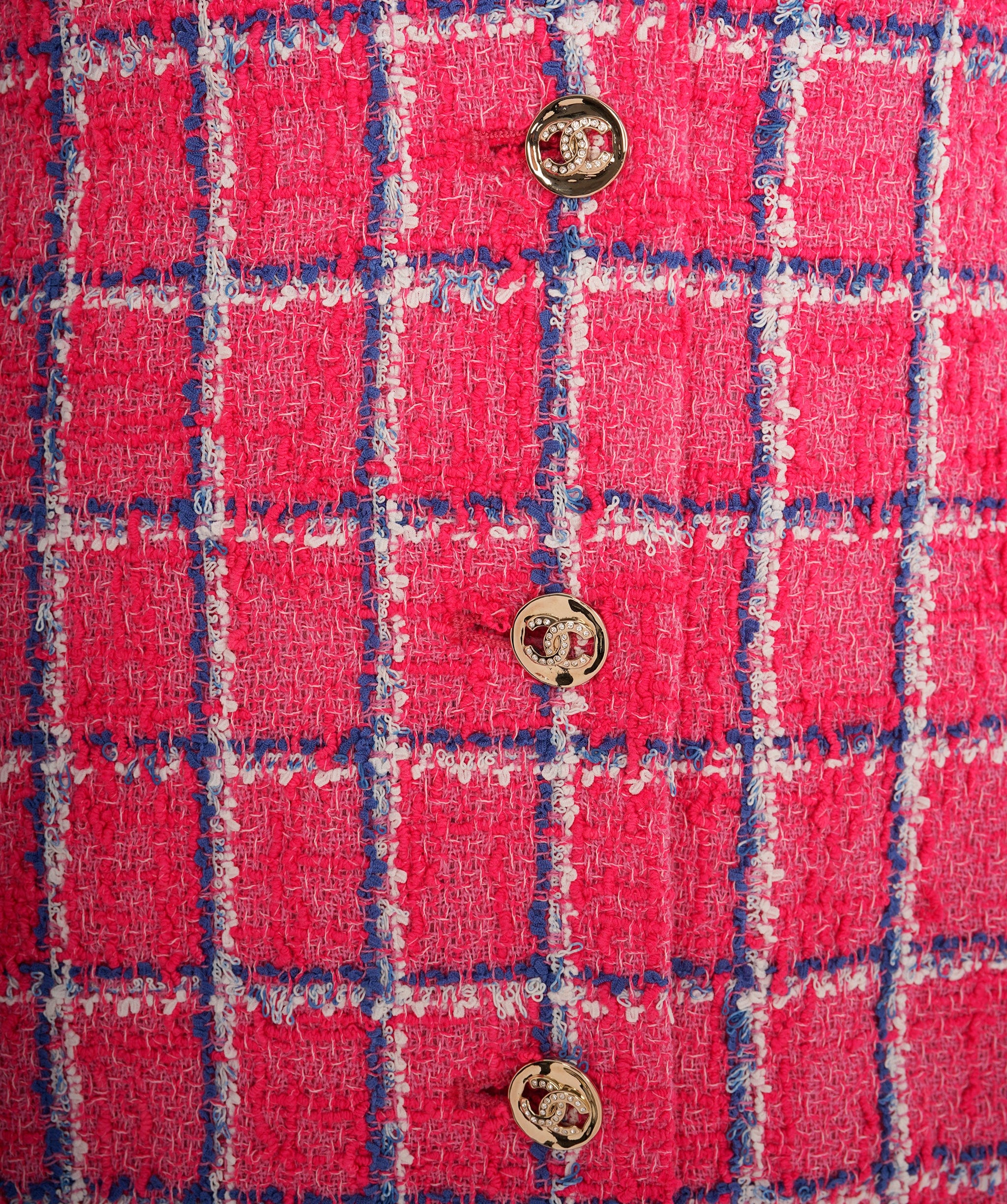 Chanel Chanel 24C Pink Tweed CC Button Down Mini Dress FR34 AGC2207