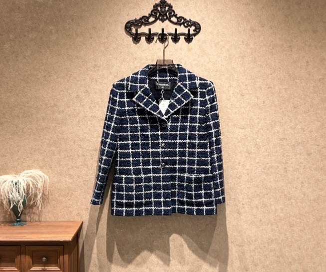 Chanel Chanel 24P Blue Check Tweed Midi Coat / Size 38 / Brand New / 43234