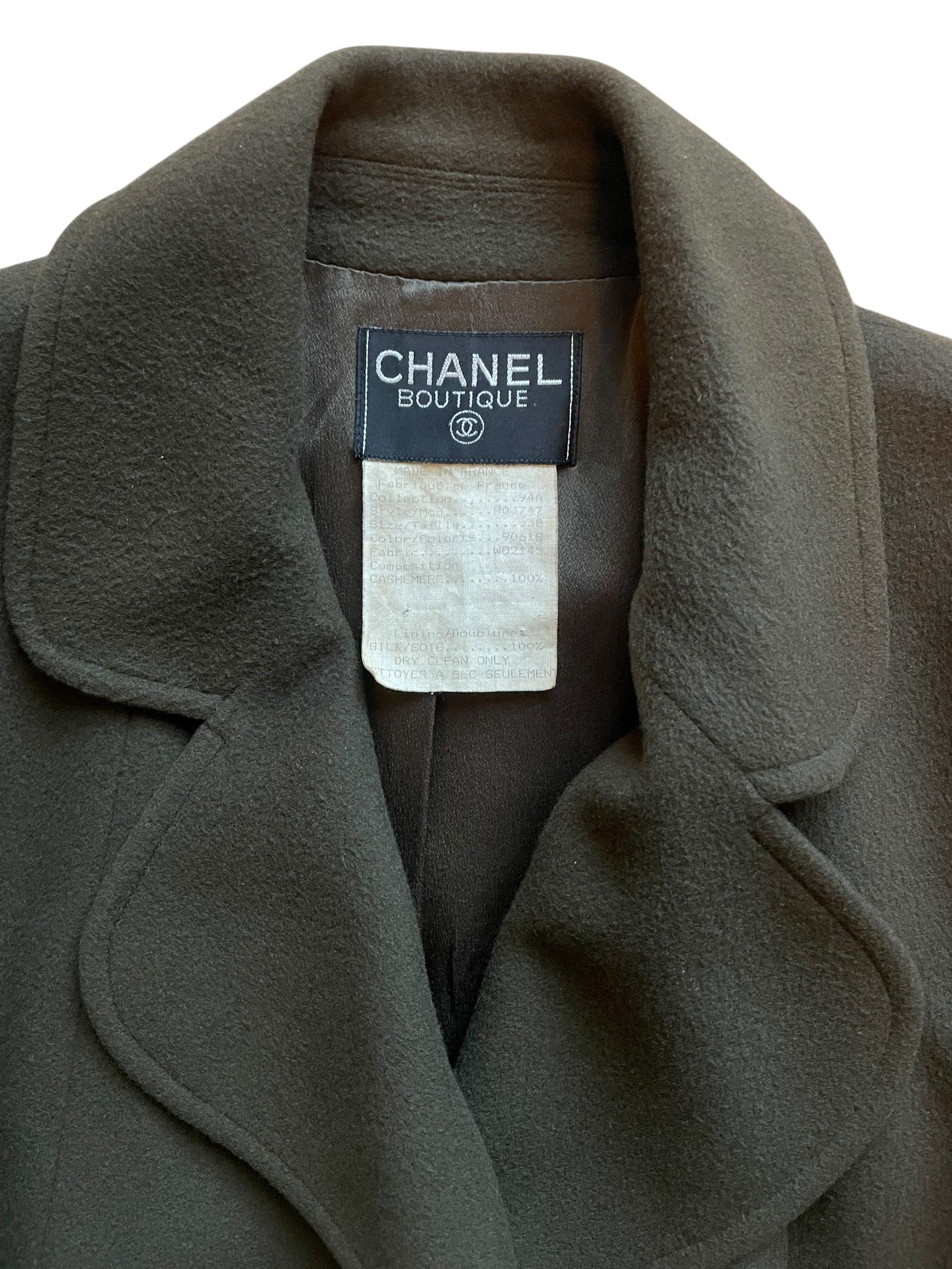 Chanel Chanel 94A CC Buttons Cashmere Jacket Khaki Green DXBK0362