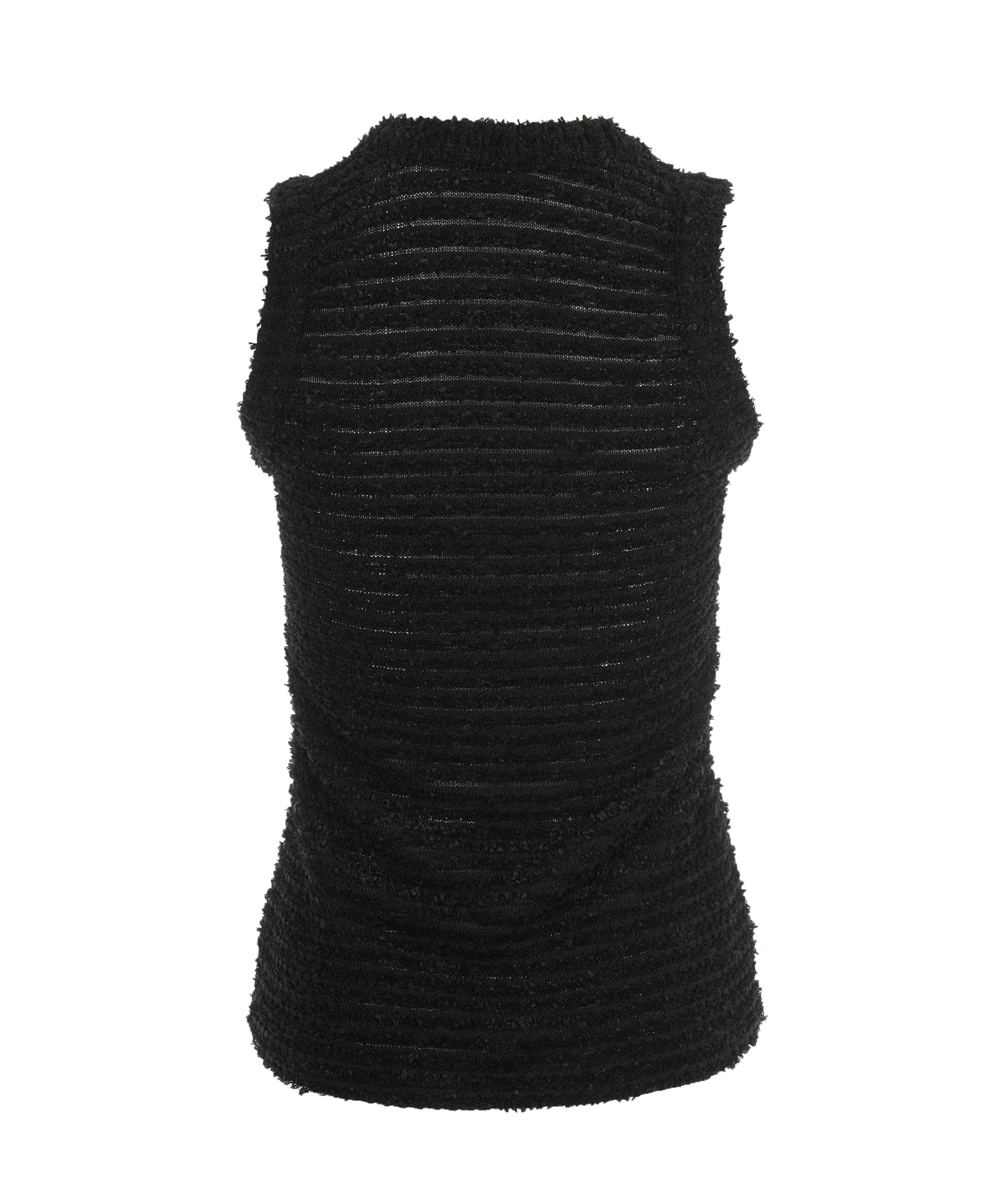 Chanel Chanel black boucle tank top with pearl buttons AVC2119