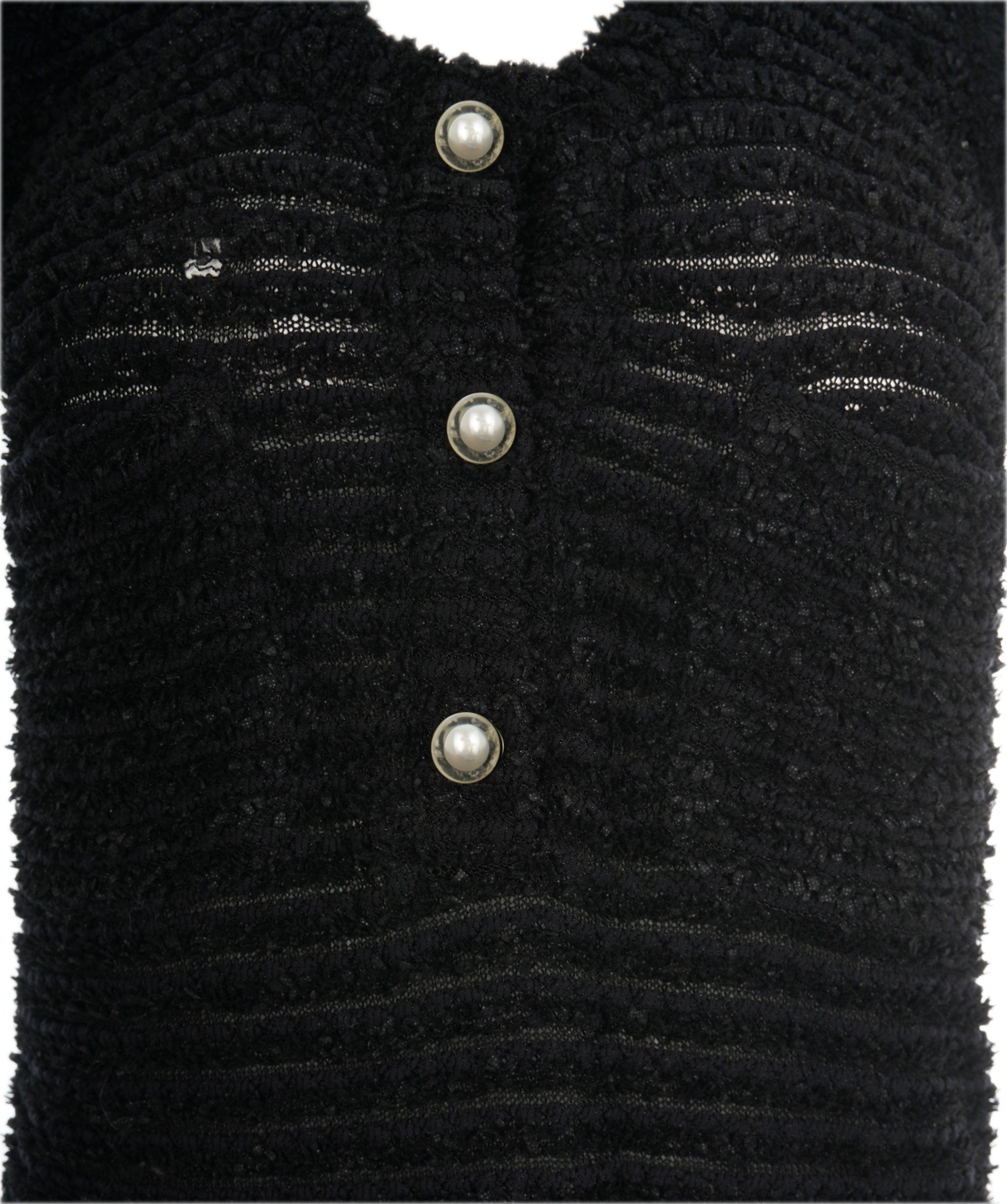 Chanel Chanel black boucle tank top with pearl buttons AVC2119