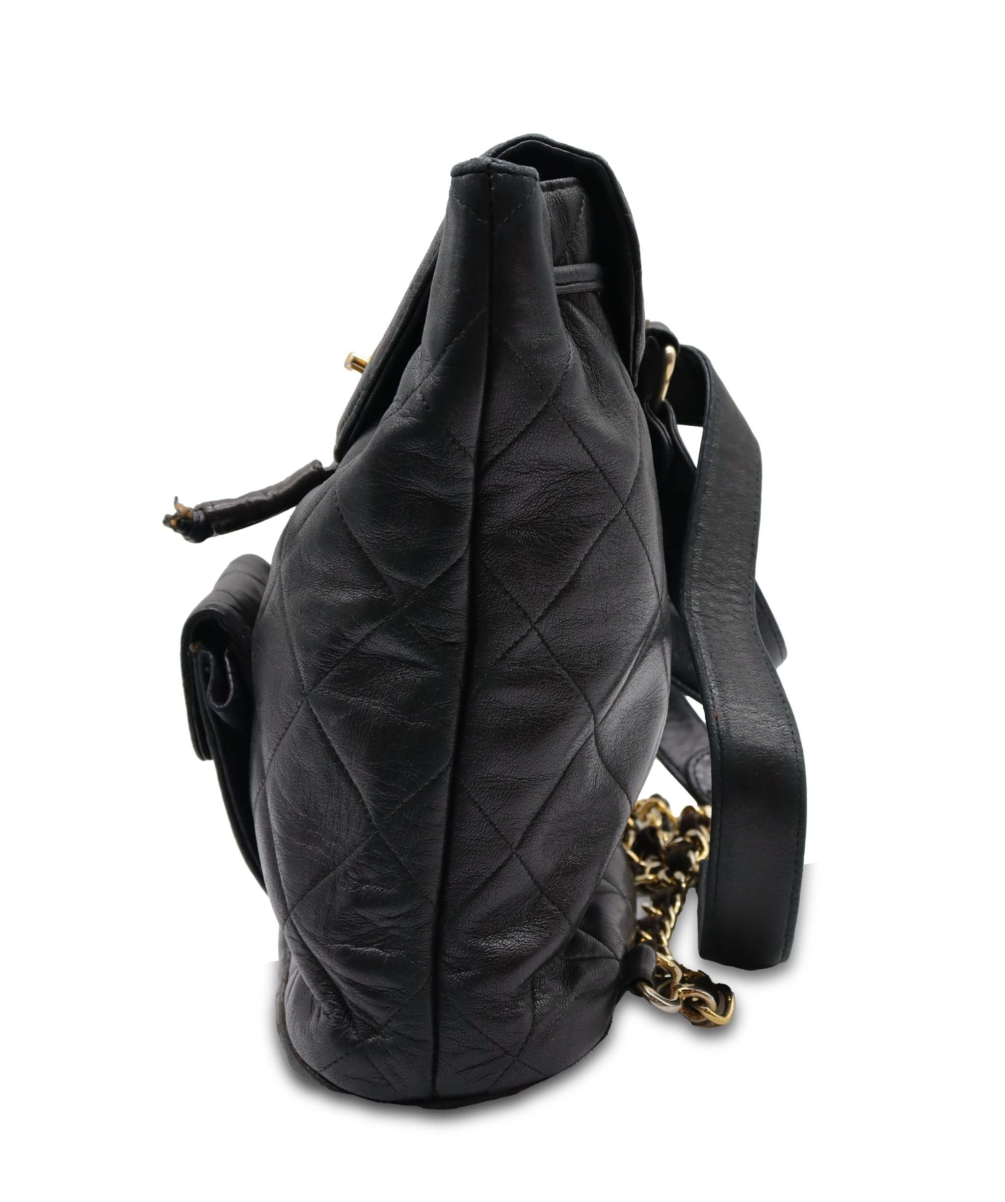 Chanel Chanel Black Lambskin Duma Backback GHW AGC3177