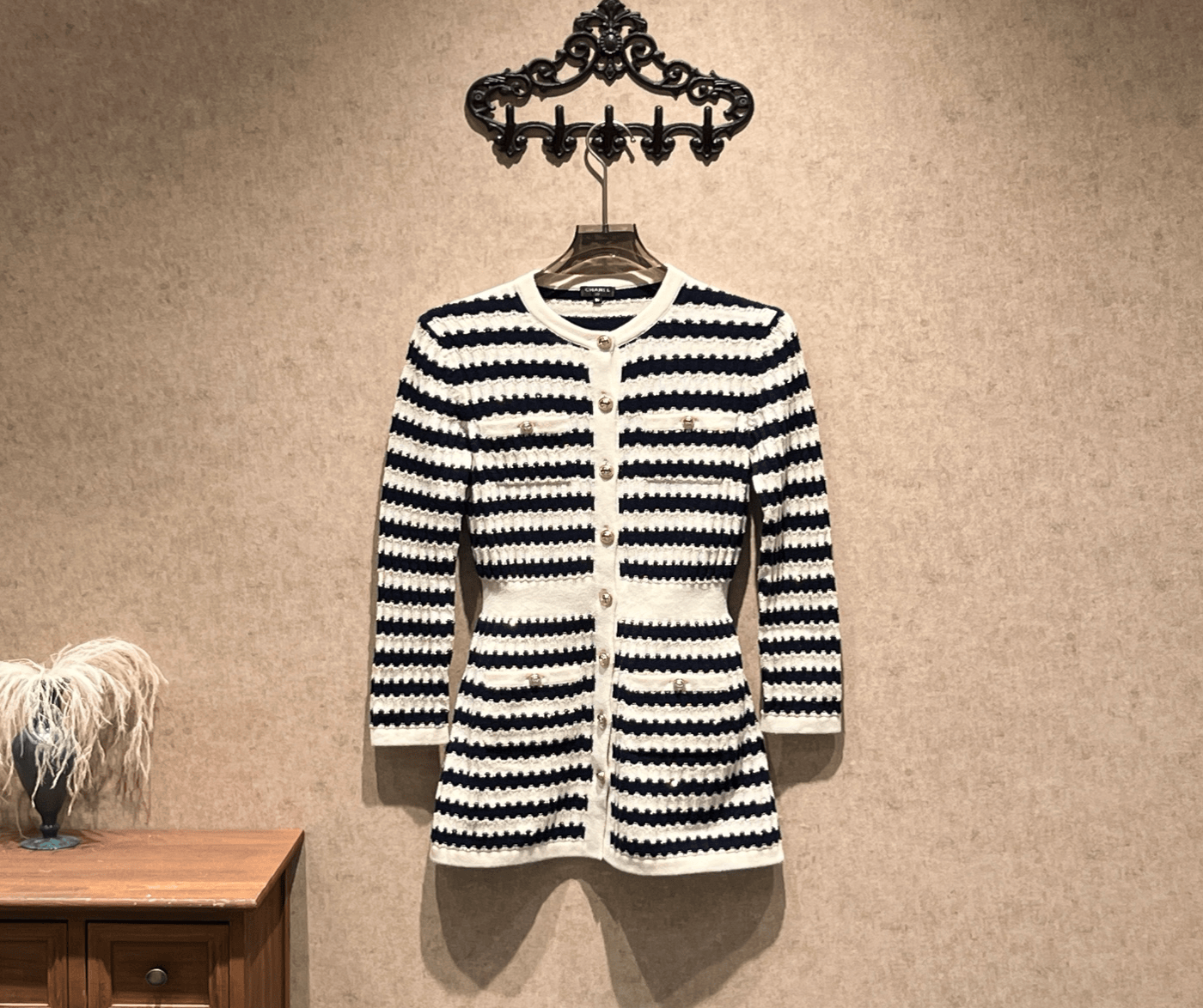 Chanel Chanel blue and white striped sequined knit dress / Size 36 / 99% new / 42767 SGC42767
