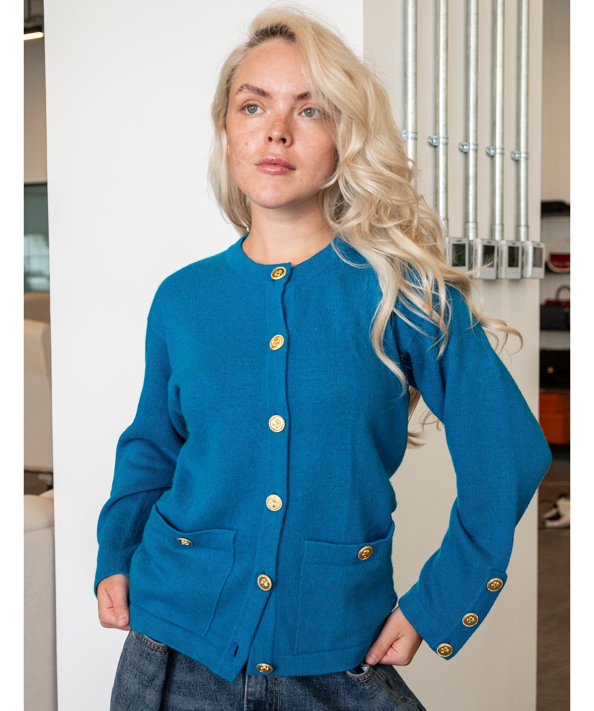 Chanel Chanel Blue Cashmere Cardigan DXBS0497