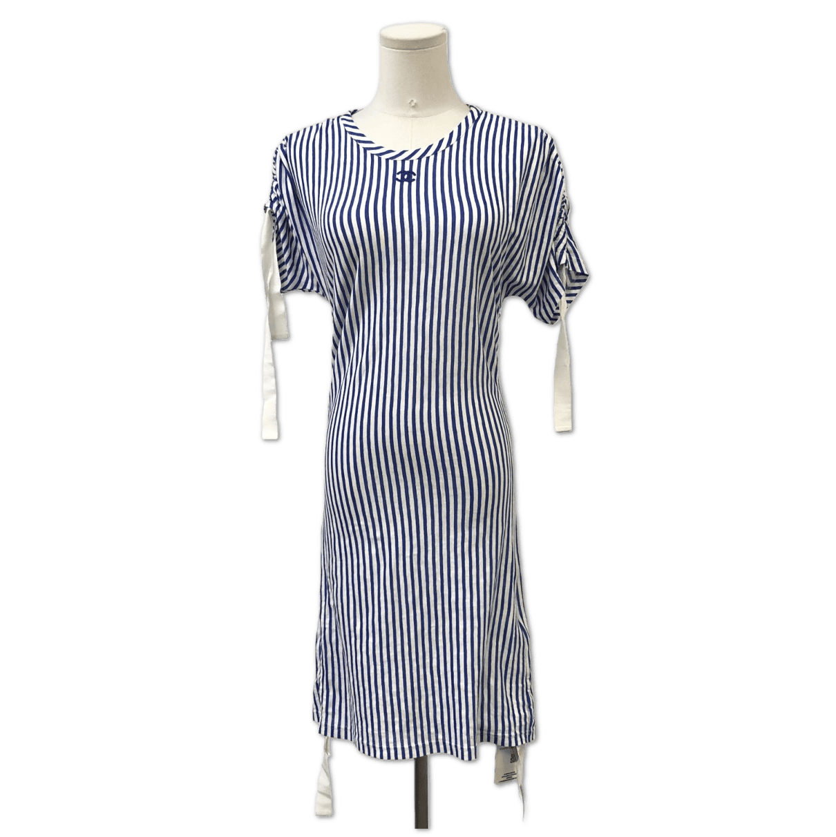 Chanel Chanel Blue Striped Tie-Sleeve T-Shirt Dress size 34 FQ0131963184