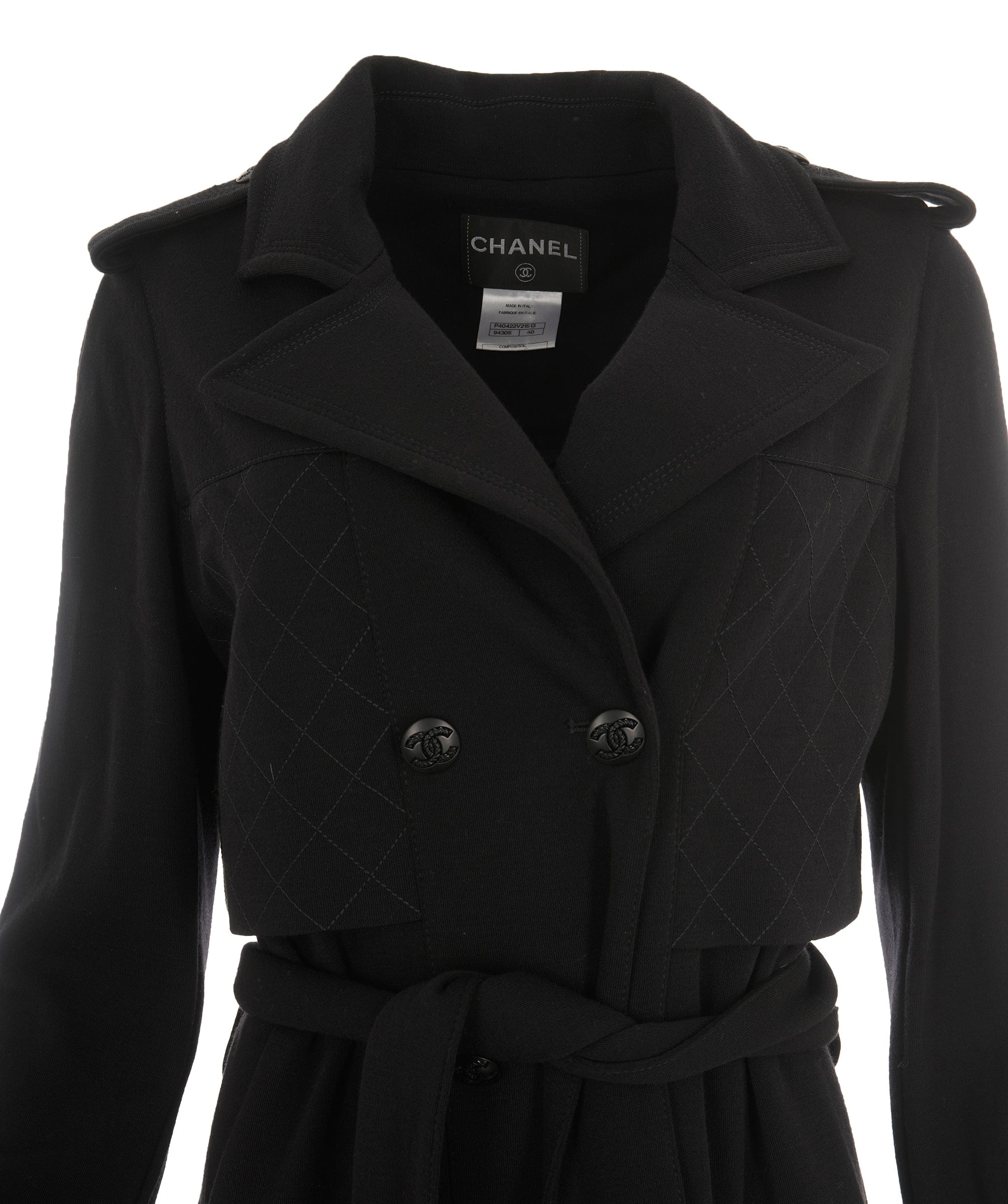 Chanel Chanel CC Black Wool Longline Trench Coat ALC2652