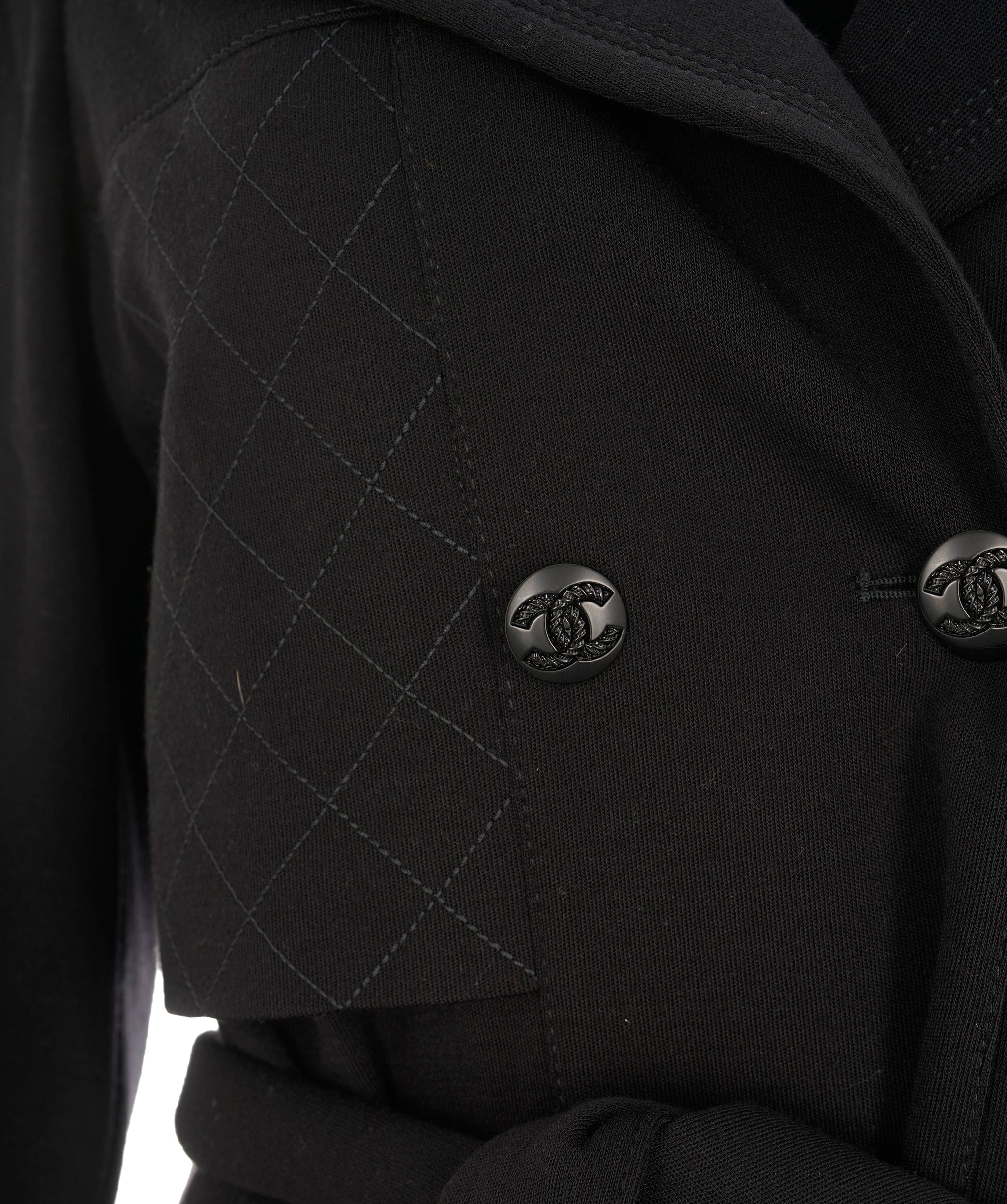 Chanel Chanel CC Black Wool Longline Trench Coat ALC2652