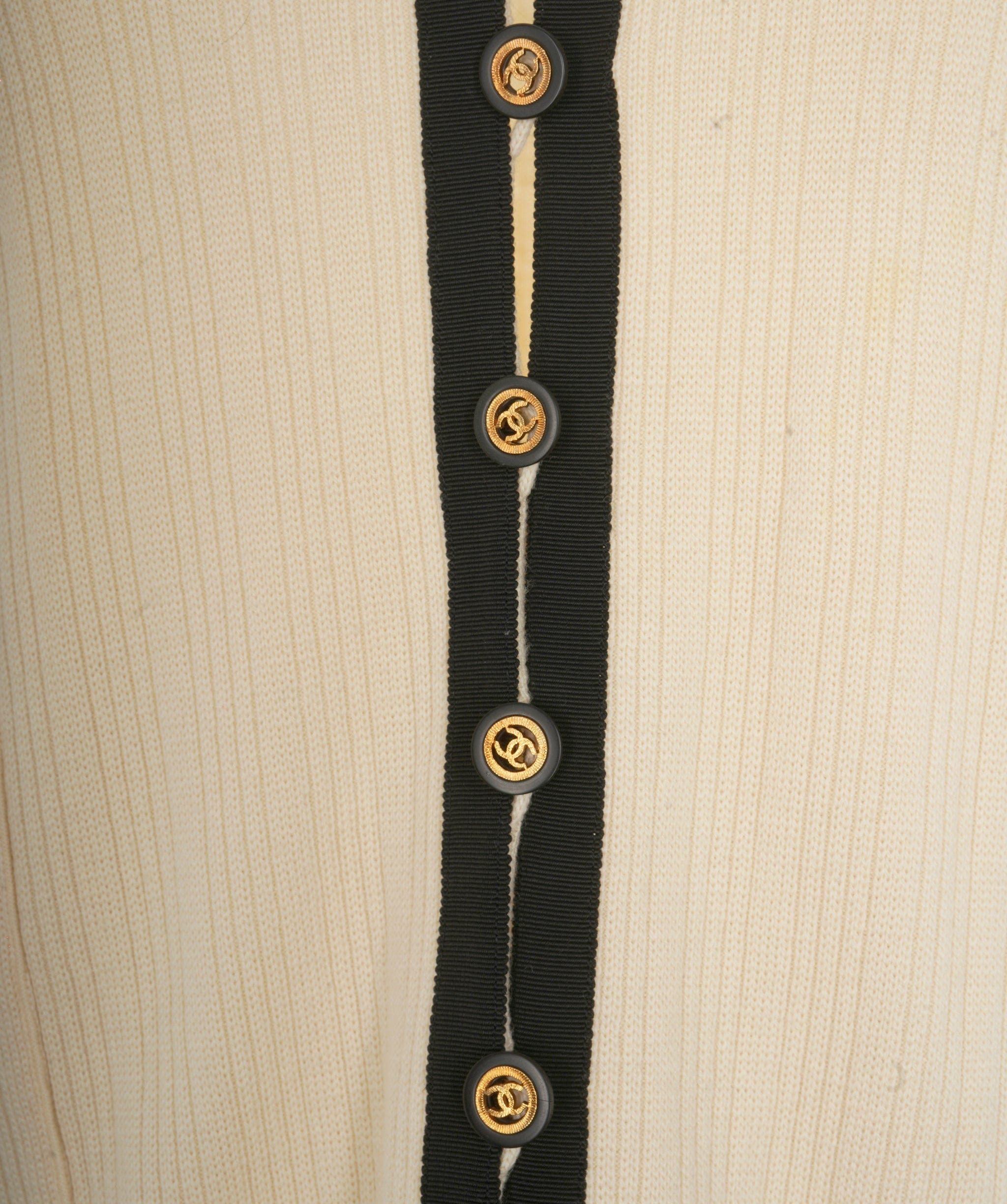 Chanel Chanel CC Buttons Knit Jacket & Pants Set Cream ASL10612