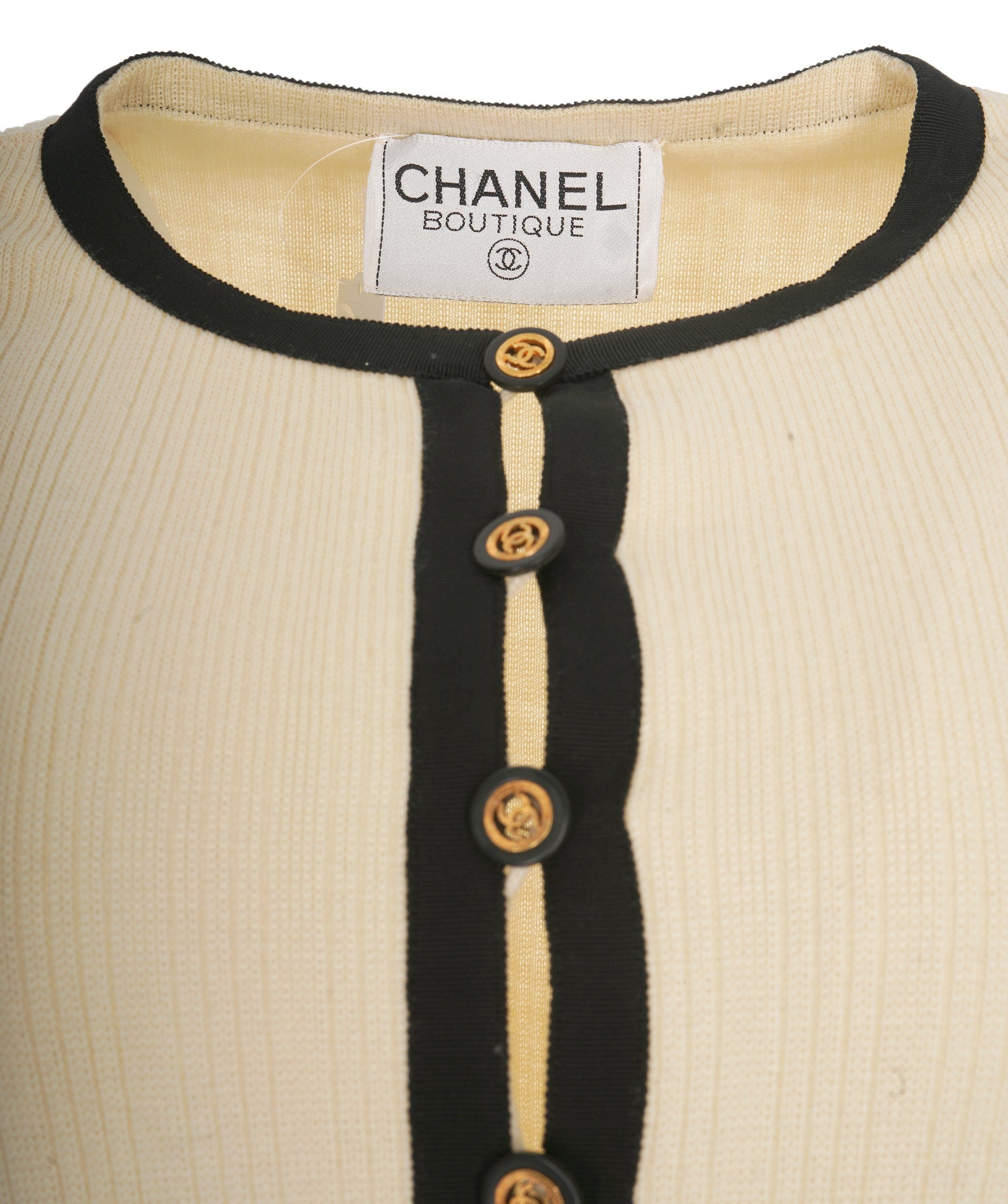 Chanel Chanel CC Buttons Knit Jacket & Pants Set Cream ASL10612