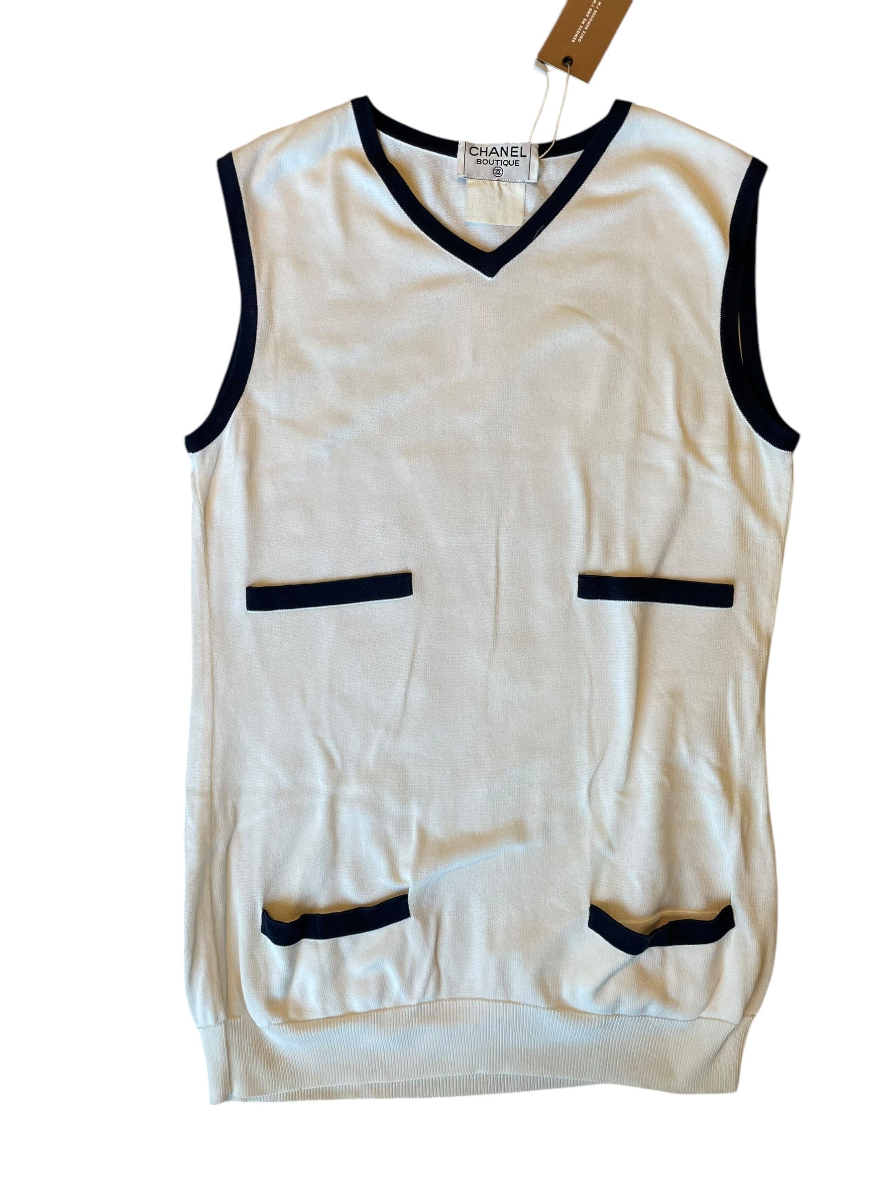 Chanel Chanel CC Summer Knit Vest White Cotton DXBK0430