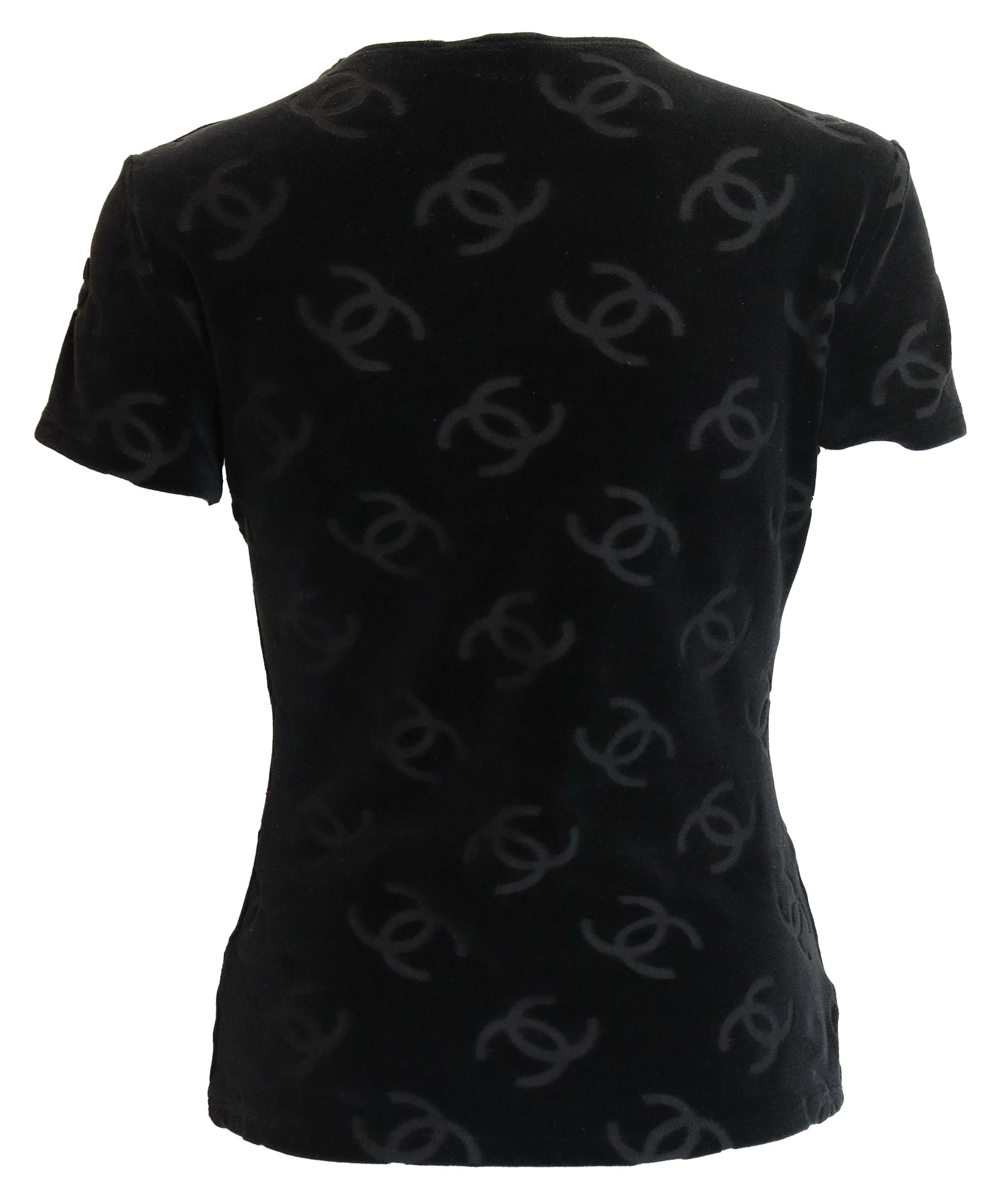 Chanel Chanel CC Velour Tshirt Black DXBS4333
