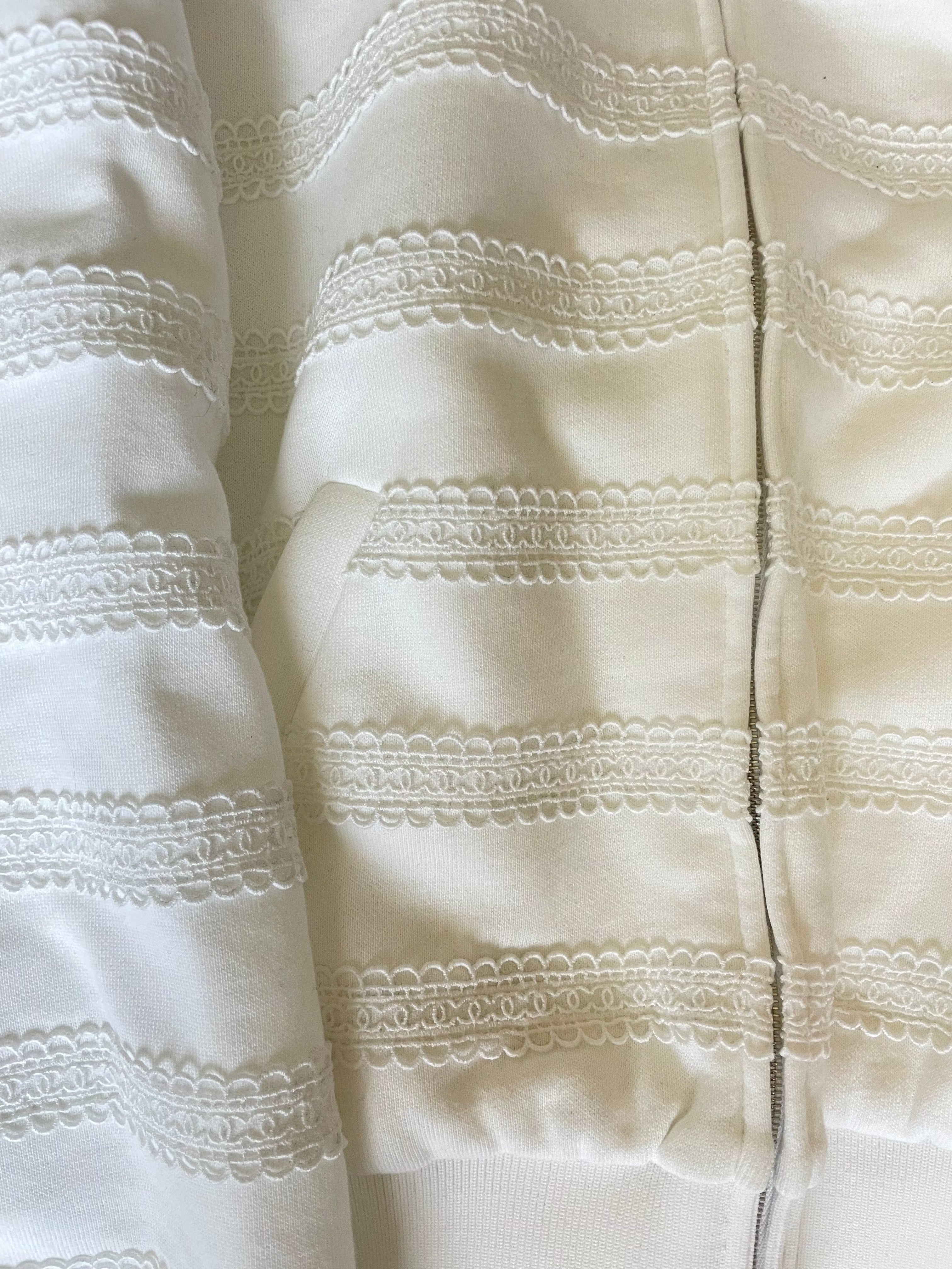 Chanel Chanel Cotton Logo Lace Trim Hoodie White DXBK0512