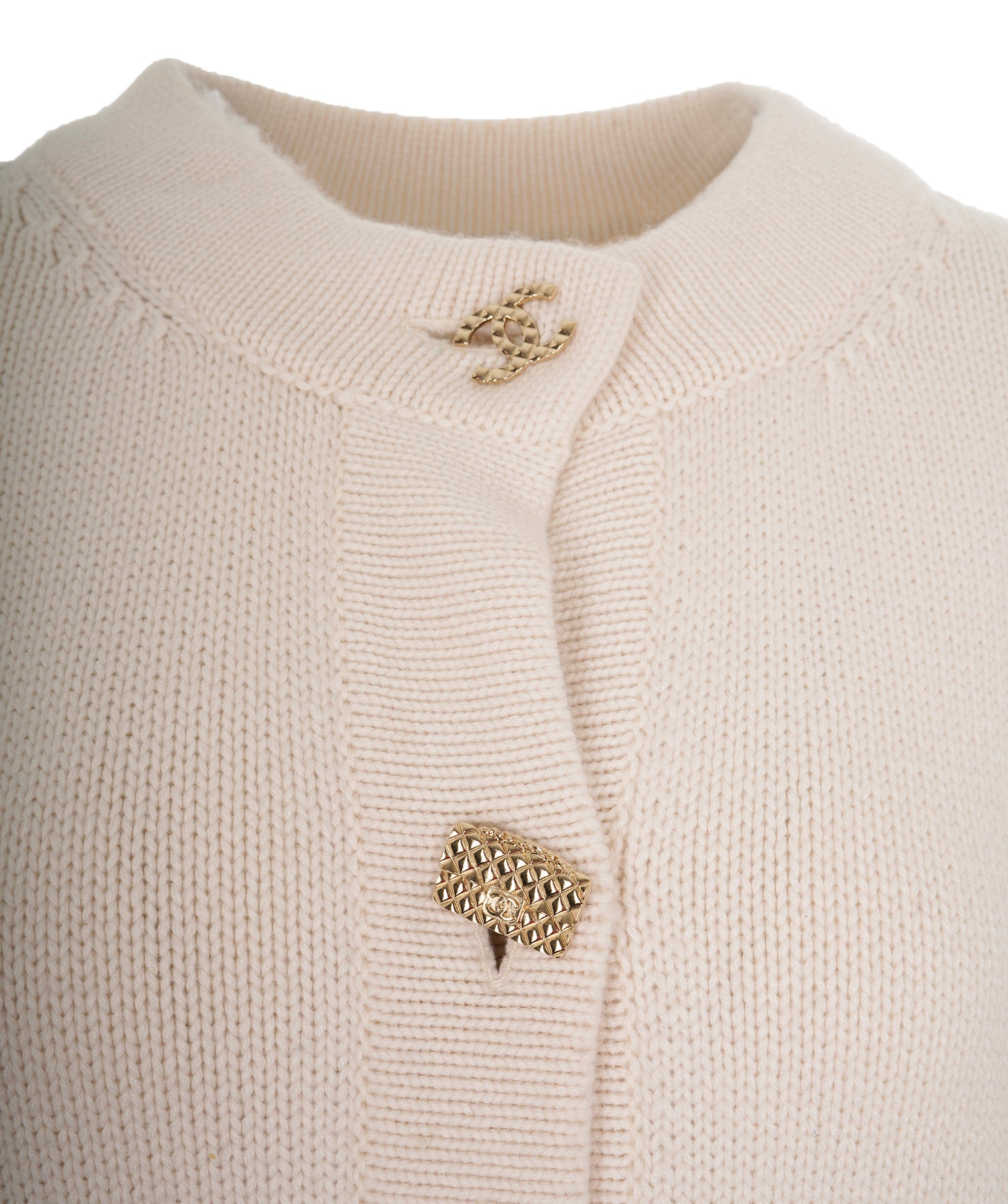 Chanel Chanel Cream Caridgan with Gold Buttons, Size 42 ALC2331