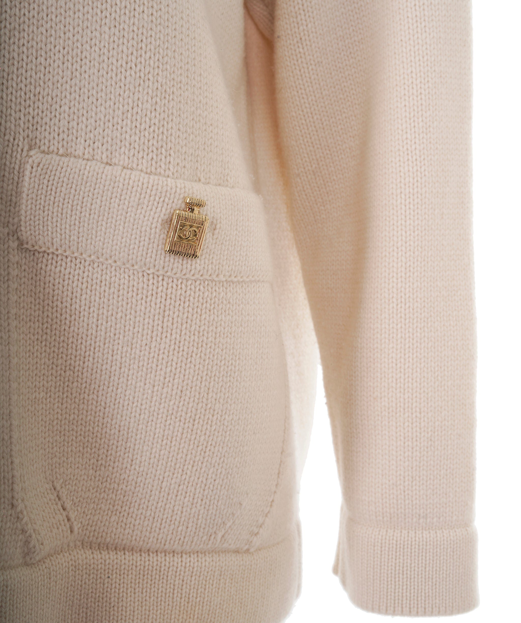 Chanel Chanel Cream Caridgan with Gold Buttons, Size 42 ALC2331
