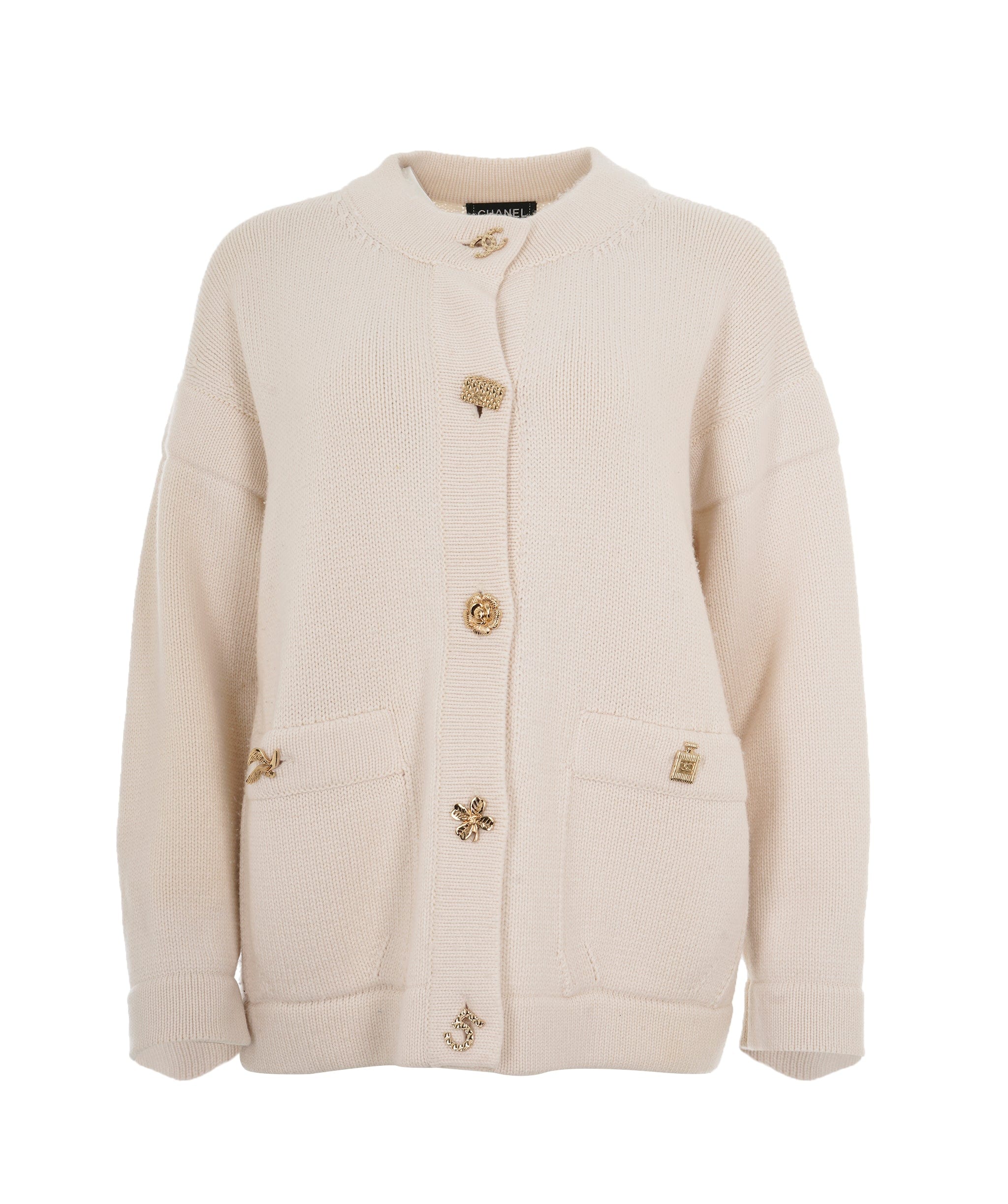 Chanel Chanel Cream Caridgan with Gold Buttons, Size 42 ALC2331