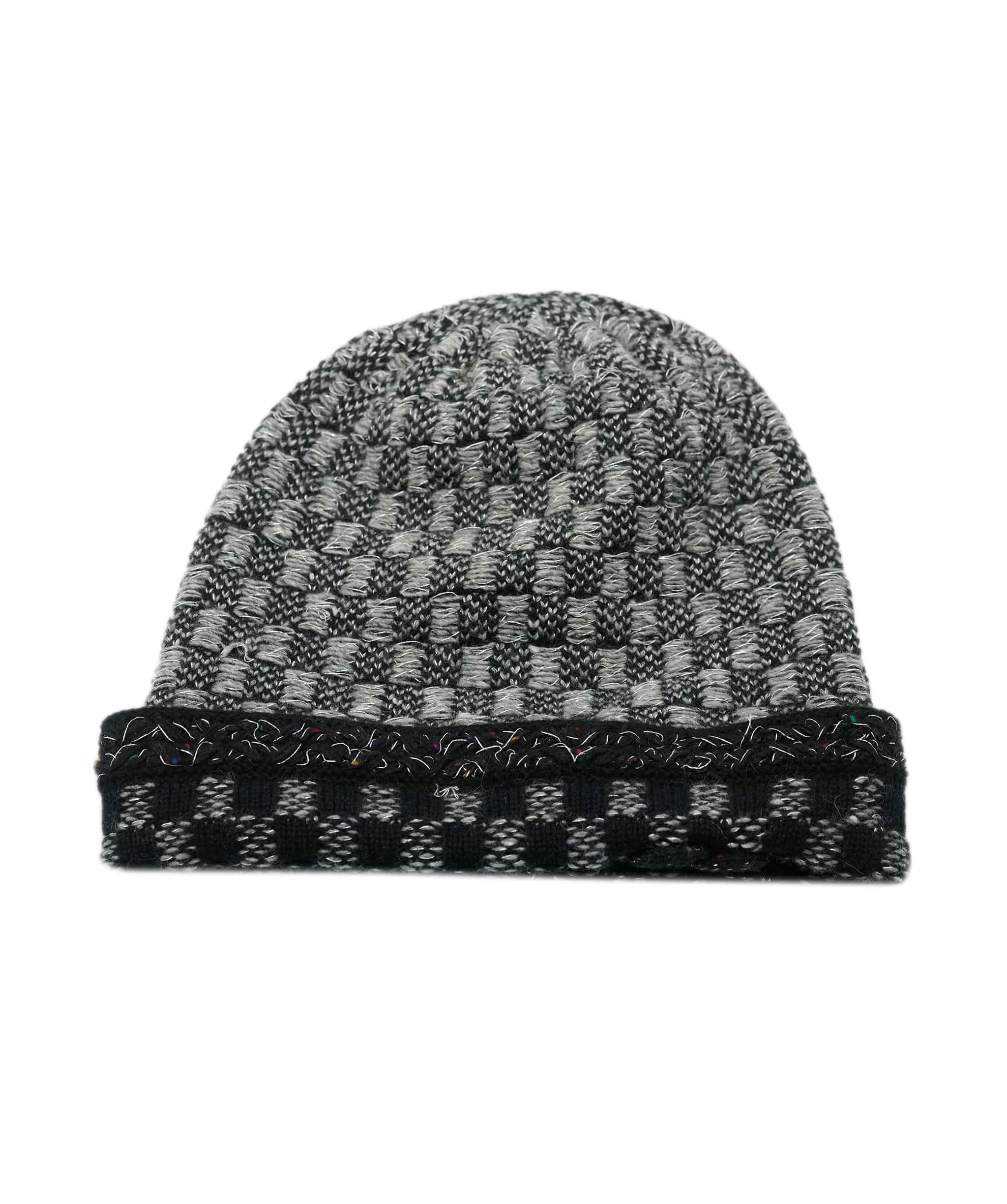 Chanel Chanel Grey Black Cashmere Hat and Scarf Set ALC2666