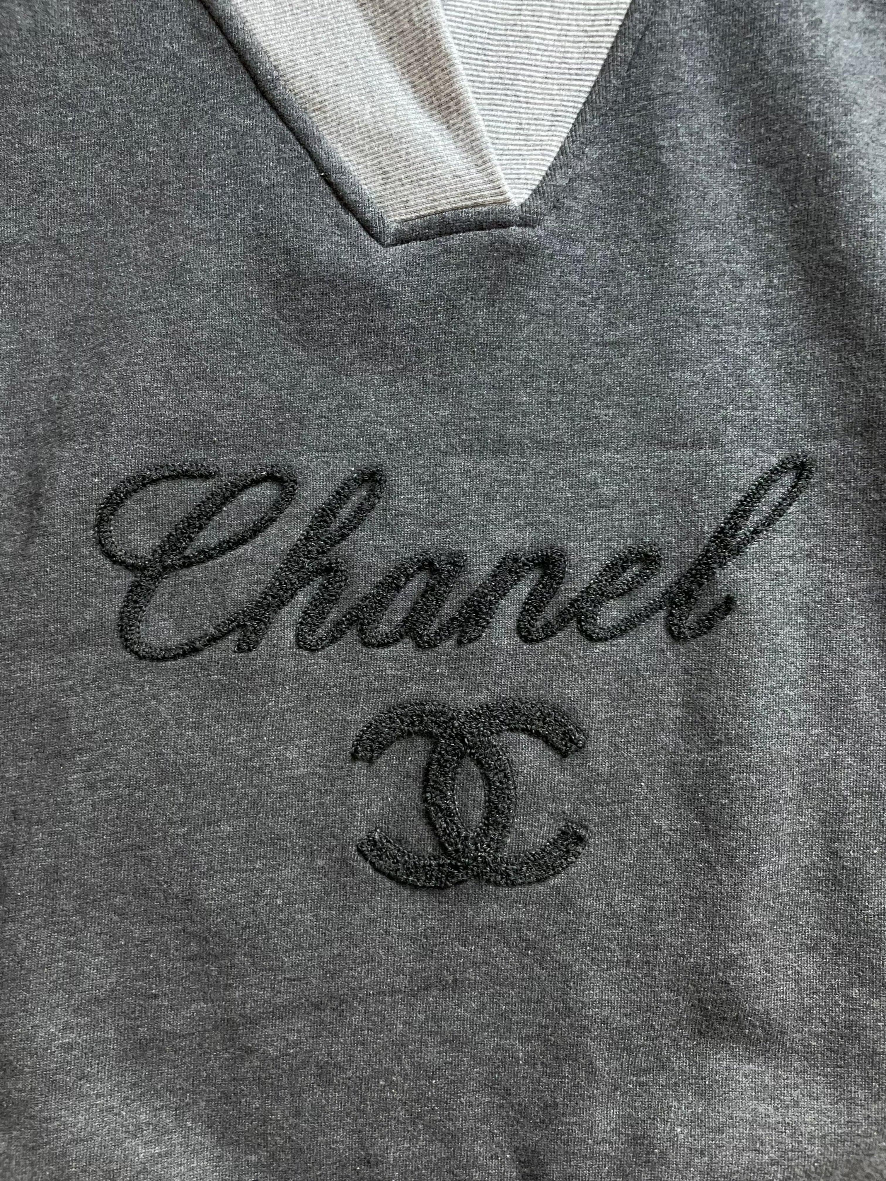 Chanel Chanel Grey Cotton Knit Logo Vest