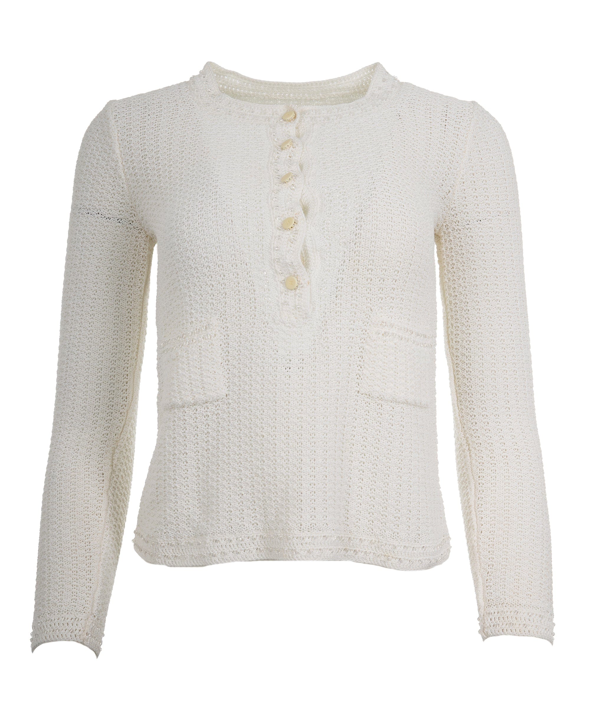 Chanel Chanel Knit Cream Detail CC Top 36/38 ALC1489