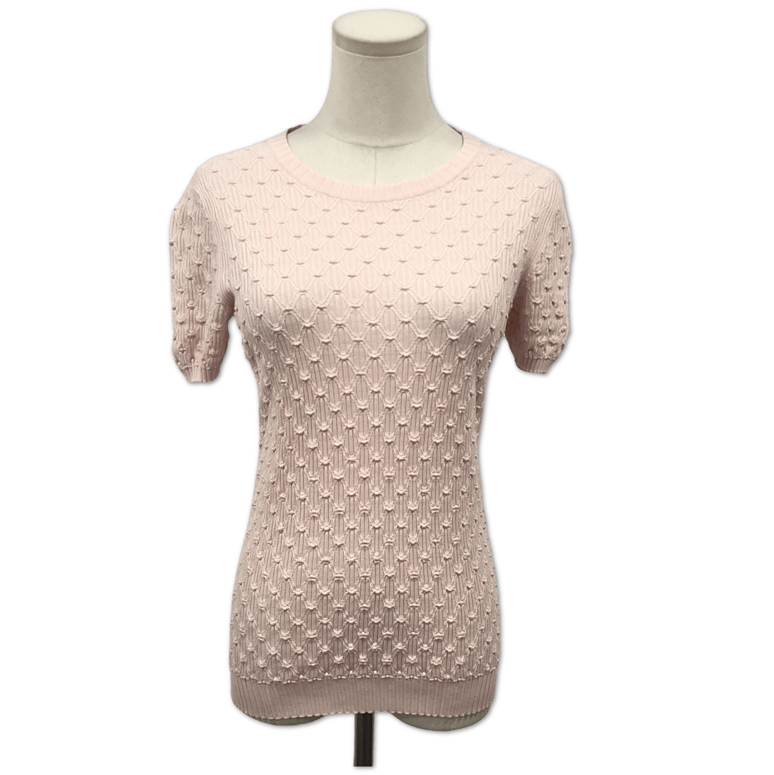 Chanel Chanel Light Pink Diamond Geometric Textured Short-Sleeve Knit Top size 38 C1363420336