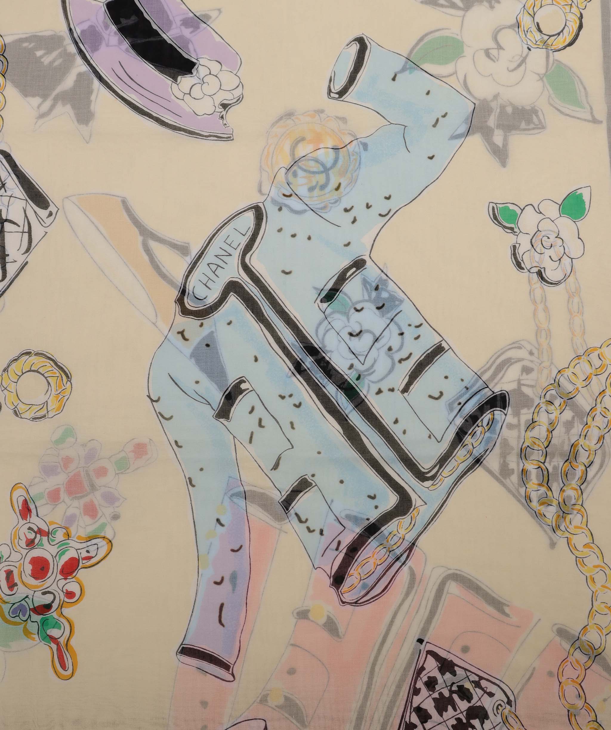 Chanel Chanel Logo Accesory Print Wrap Scarfy Ivory DXBS4322