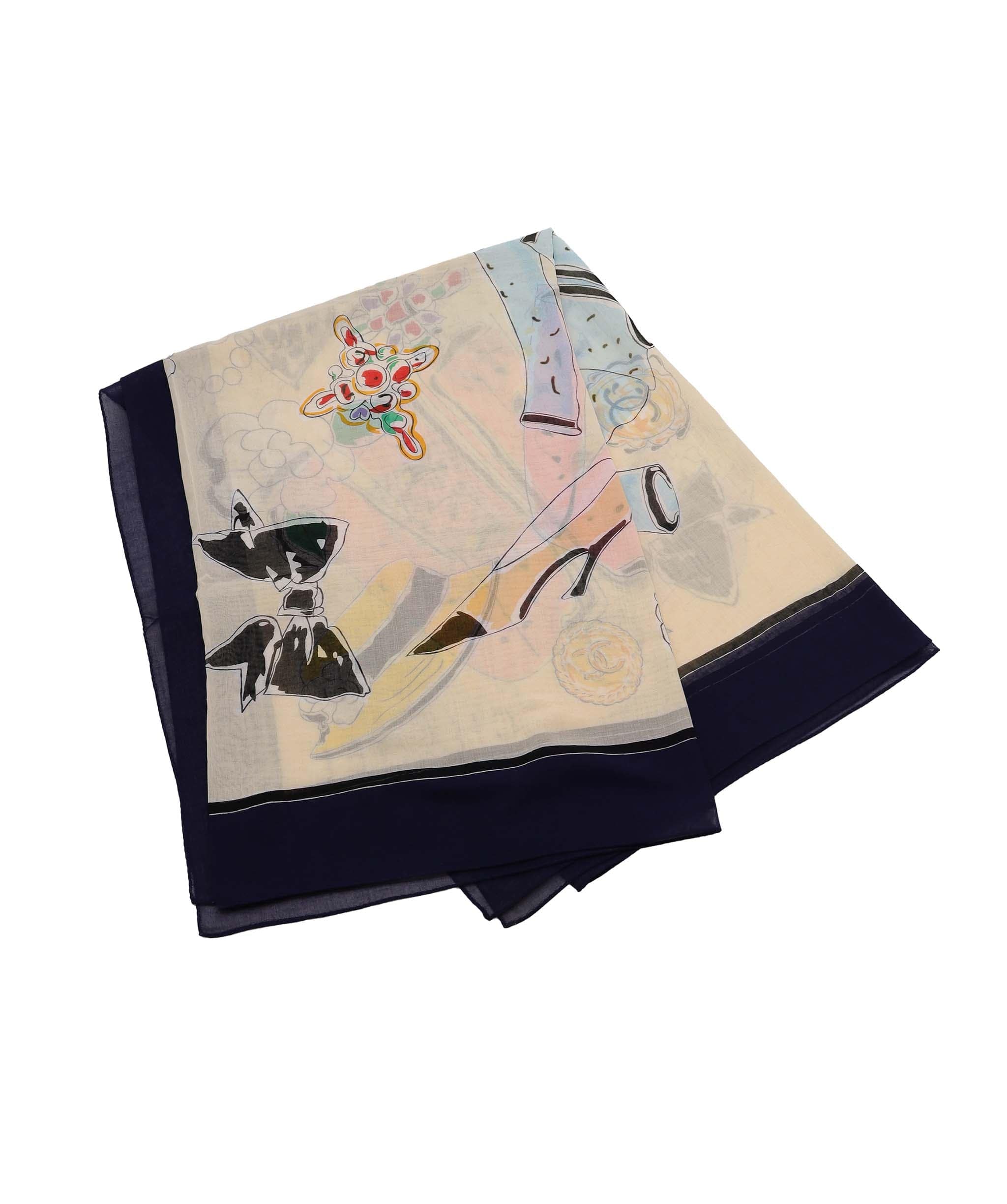 Chanel Chanel Logo Accesory Print Wrap Scarfy Ivory DXBS4322