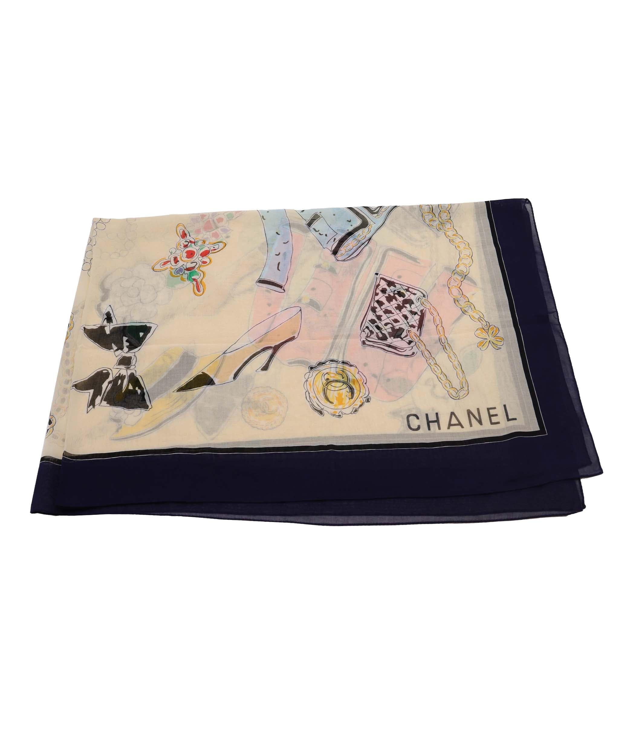 Chanel Chanel Logo Accesory Print Wrap Scarfy Ivory DXBS4322