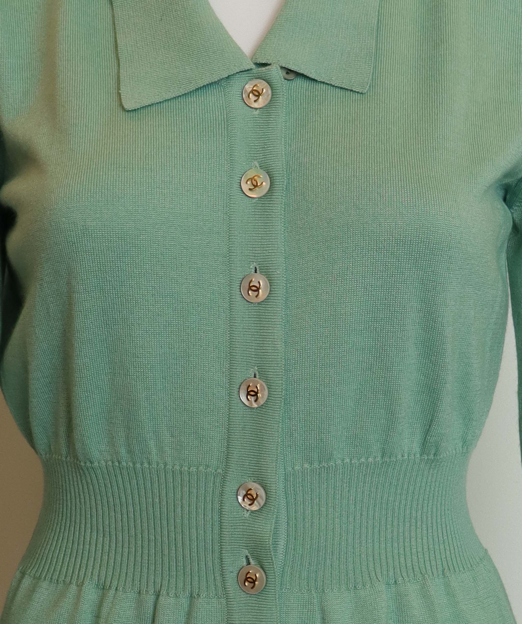 Chanel Chanel Logo Button Cardigan Blue White DXBK0249