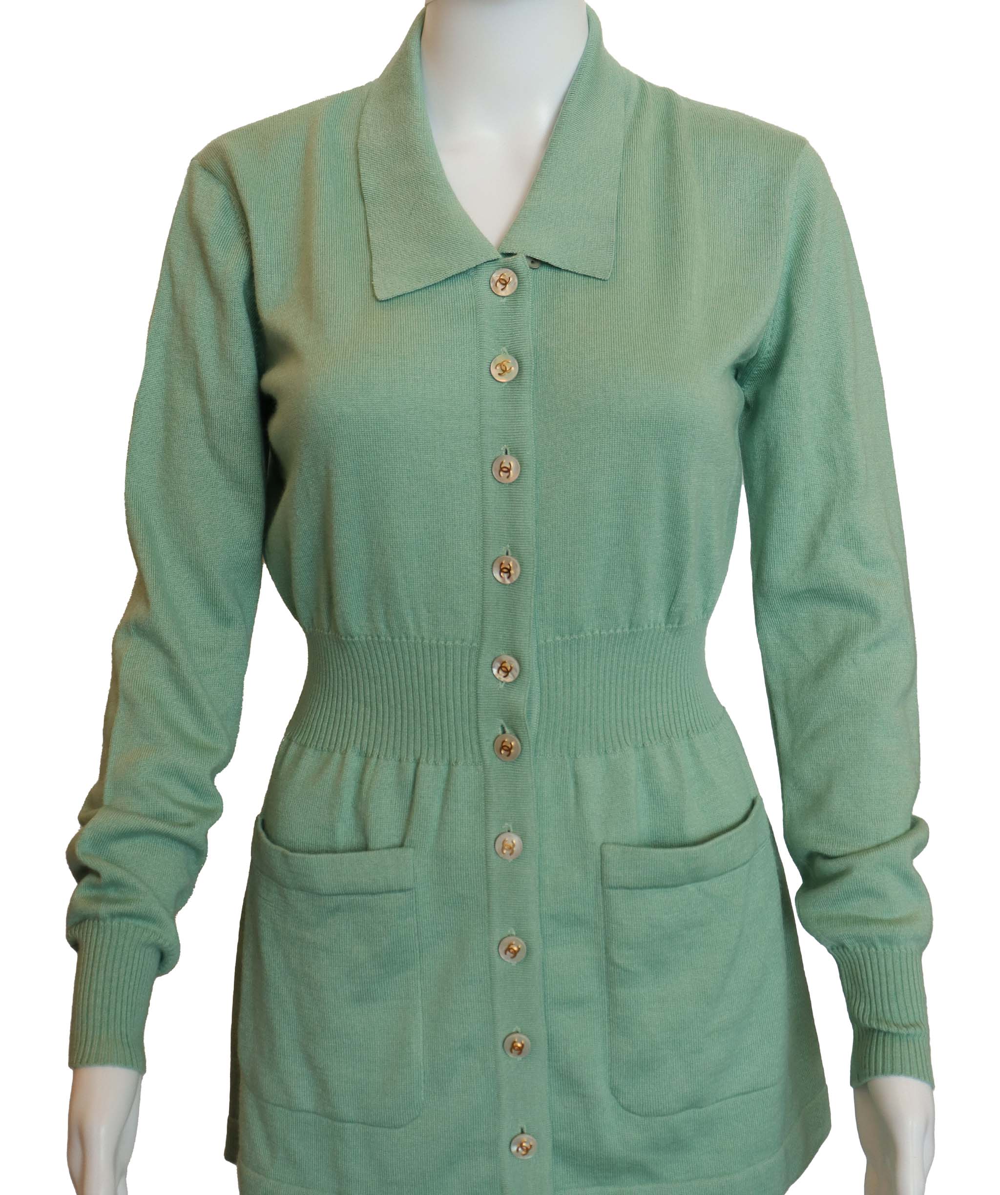 Chanel Chanel Logo Button Cardigan Blue White DXBK0249