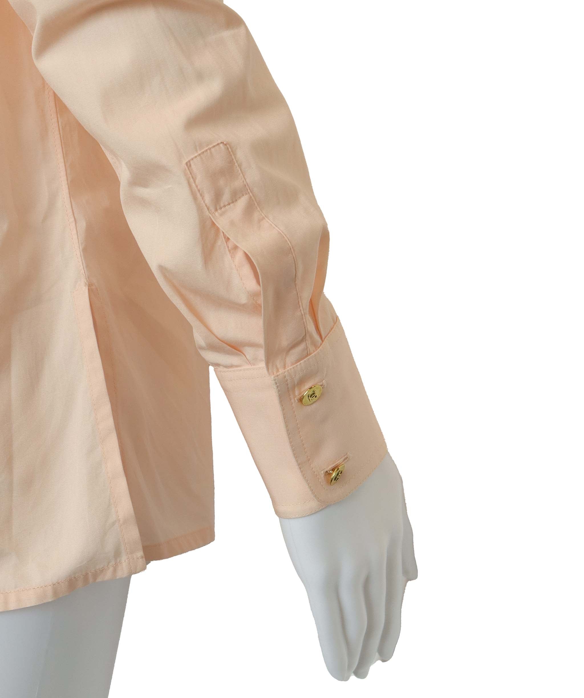 Chanel Chanel Logo Collared Shirt Blouse Salmon Pink DXBS4328