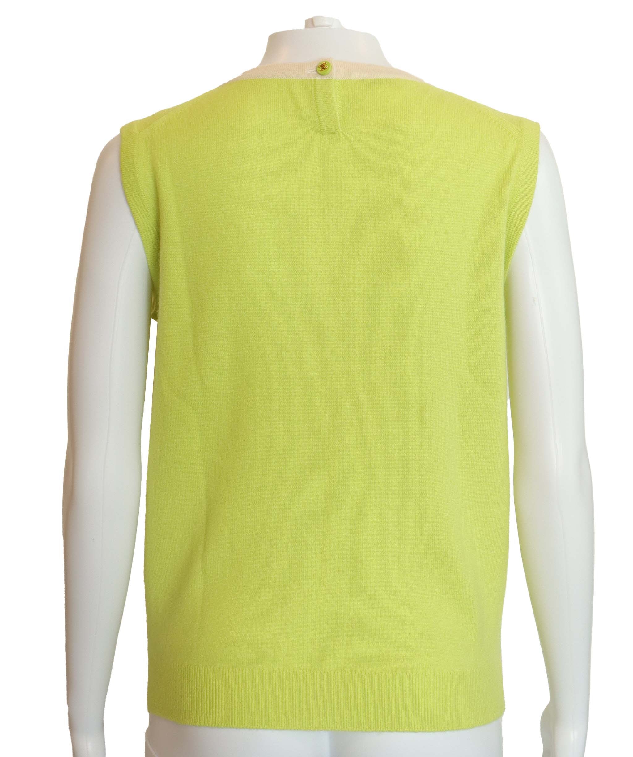 Chanel Chanel Logo Sleeveless Knit Top Light Green DXBS4309