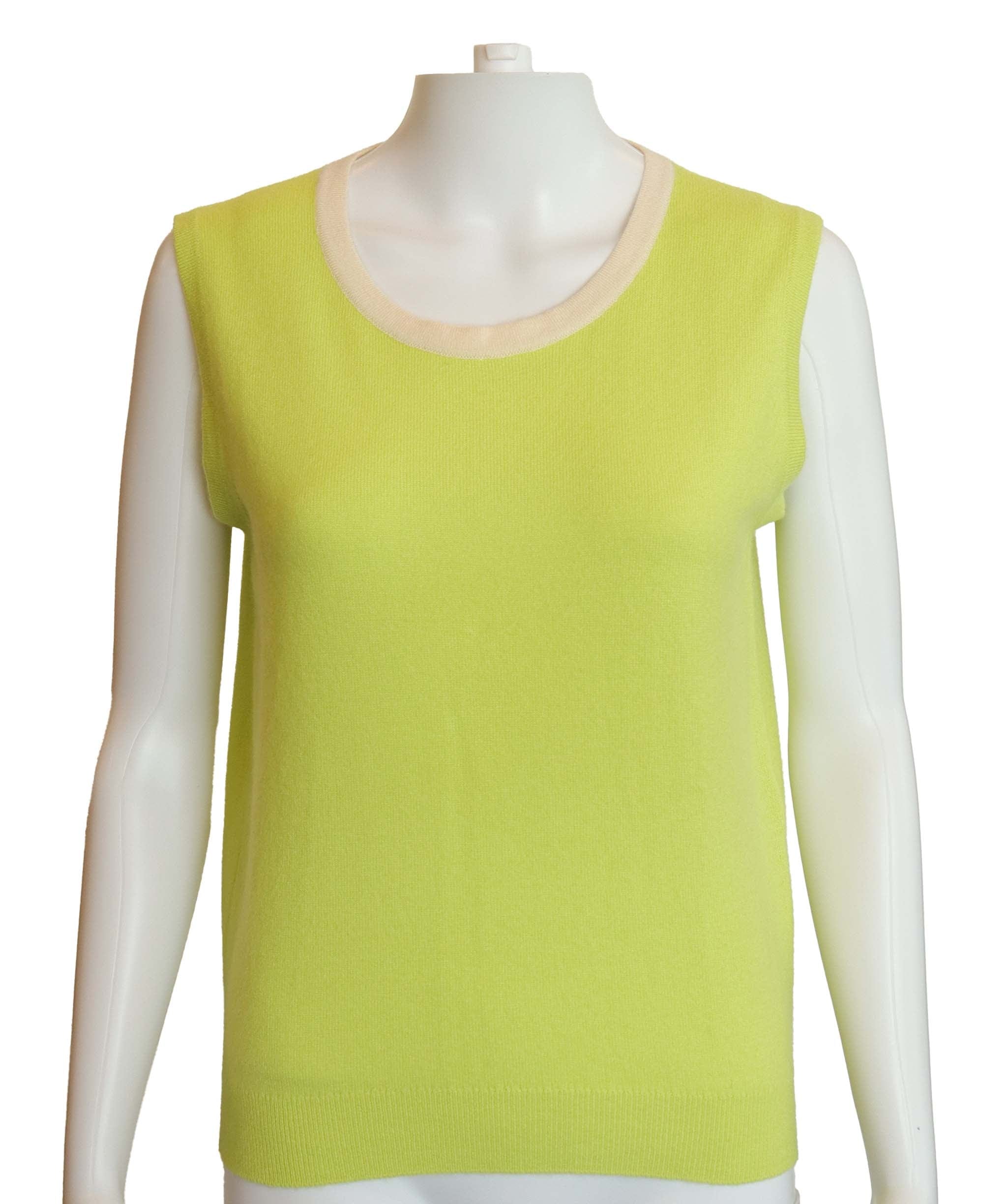 Chanel Chanel Logo Sleeveless Knit Top Light Green DXBS4309