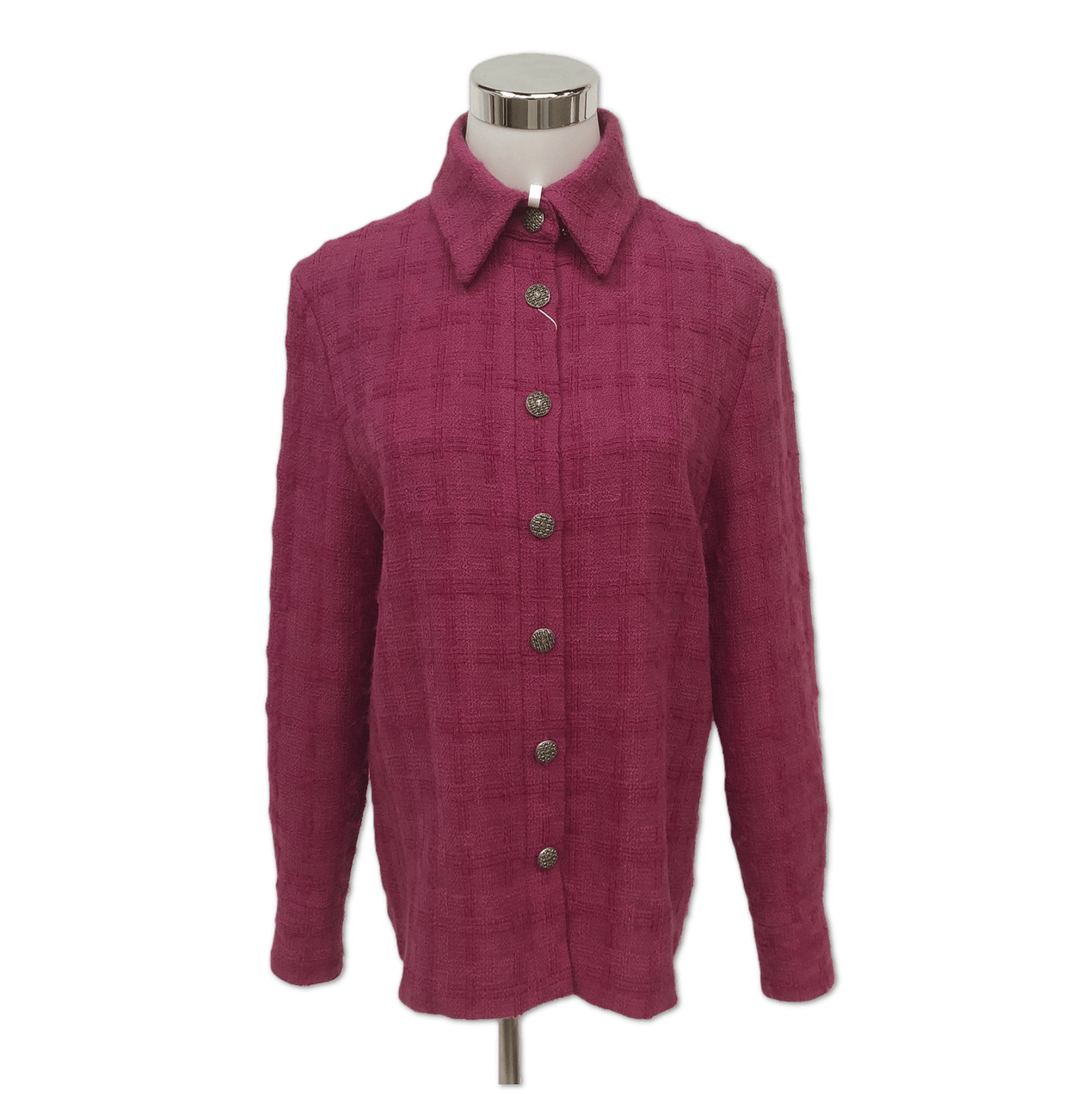 Chanel Chanel Magenta Grid-Textured Button-Up Shirt Jacket size 36 C14055538271