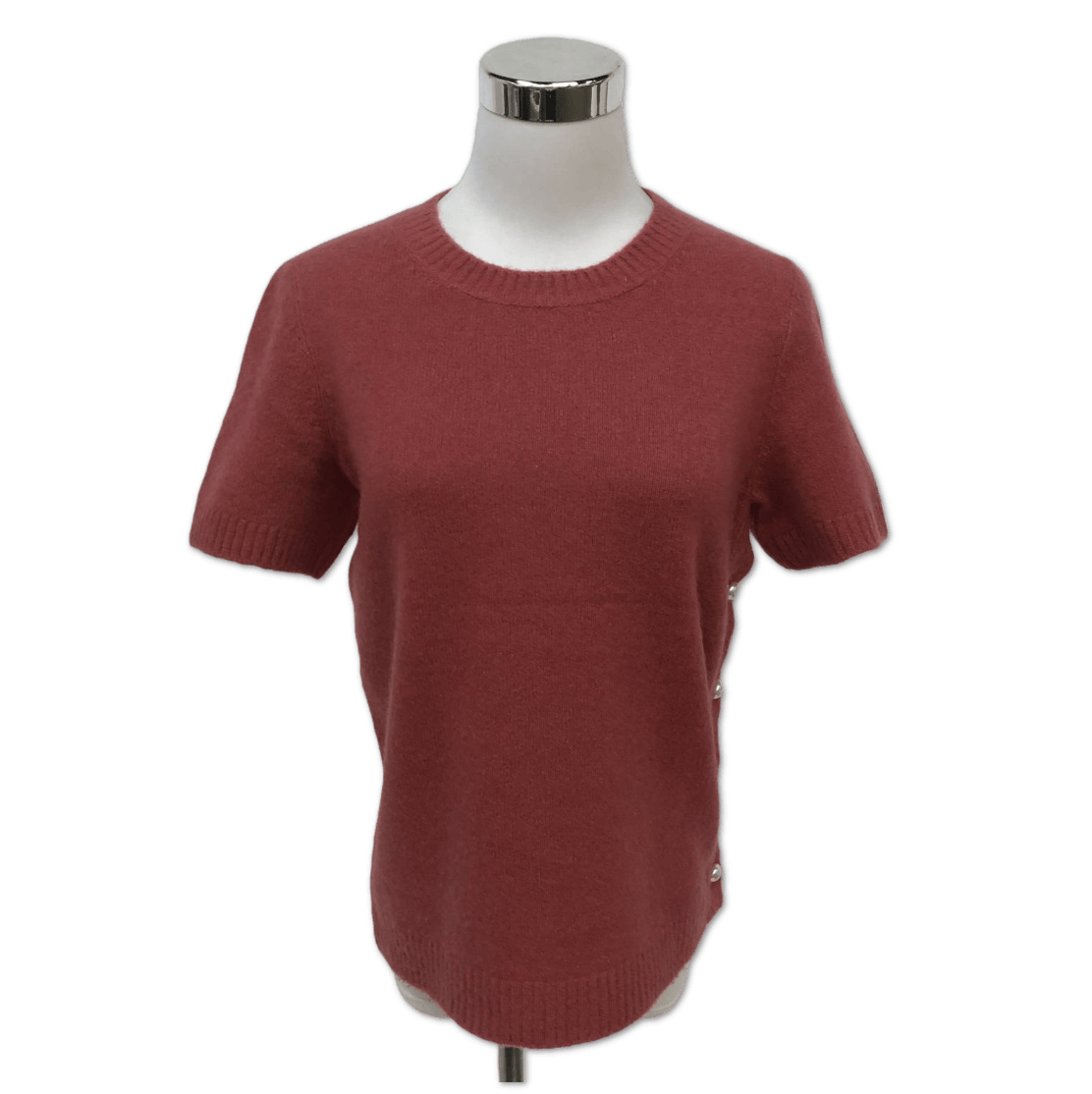 Chanel Chanel Mauve Pearl-Button Side-Slit Knit Short-Sleeve Top size 38 C18949939576
