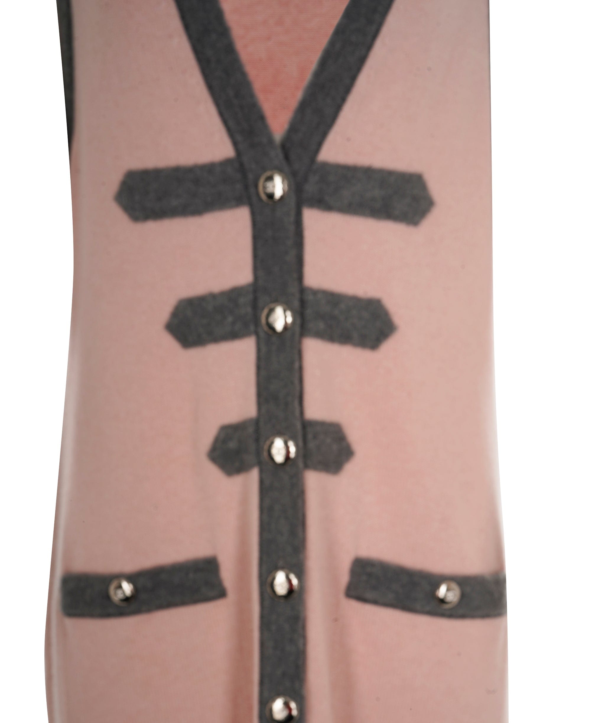 Chanel Chanel Pink and Grey Cashmere long waistcoat, size 48 ALC2340