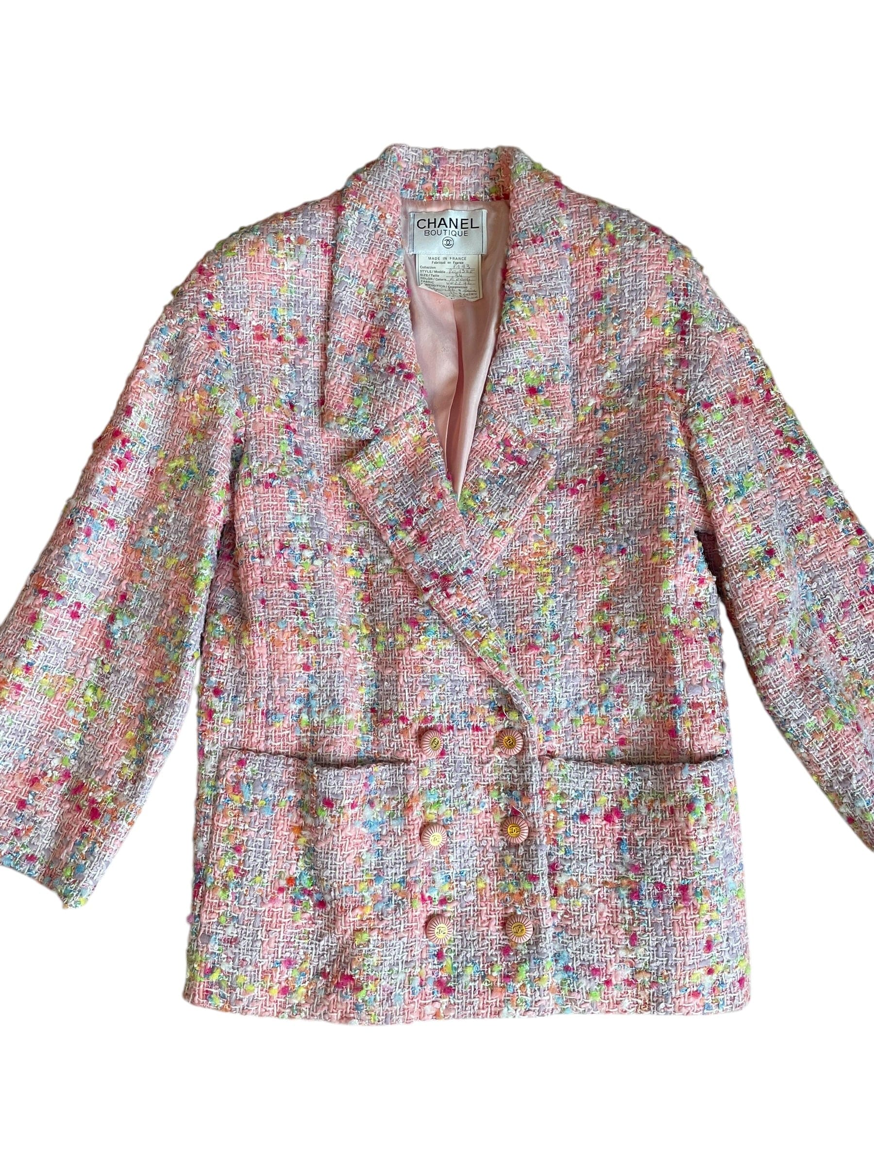 Chanel Chanel Pink Tweed Jacket Vintage 1990s