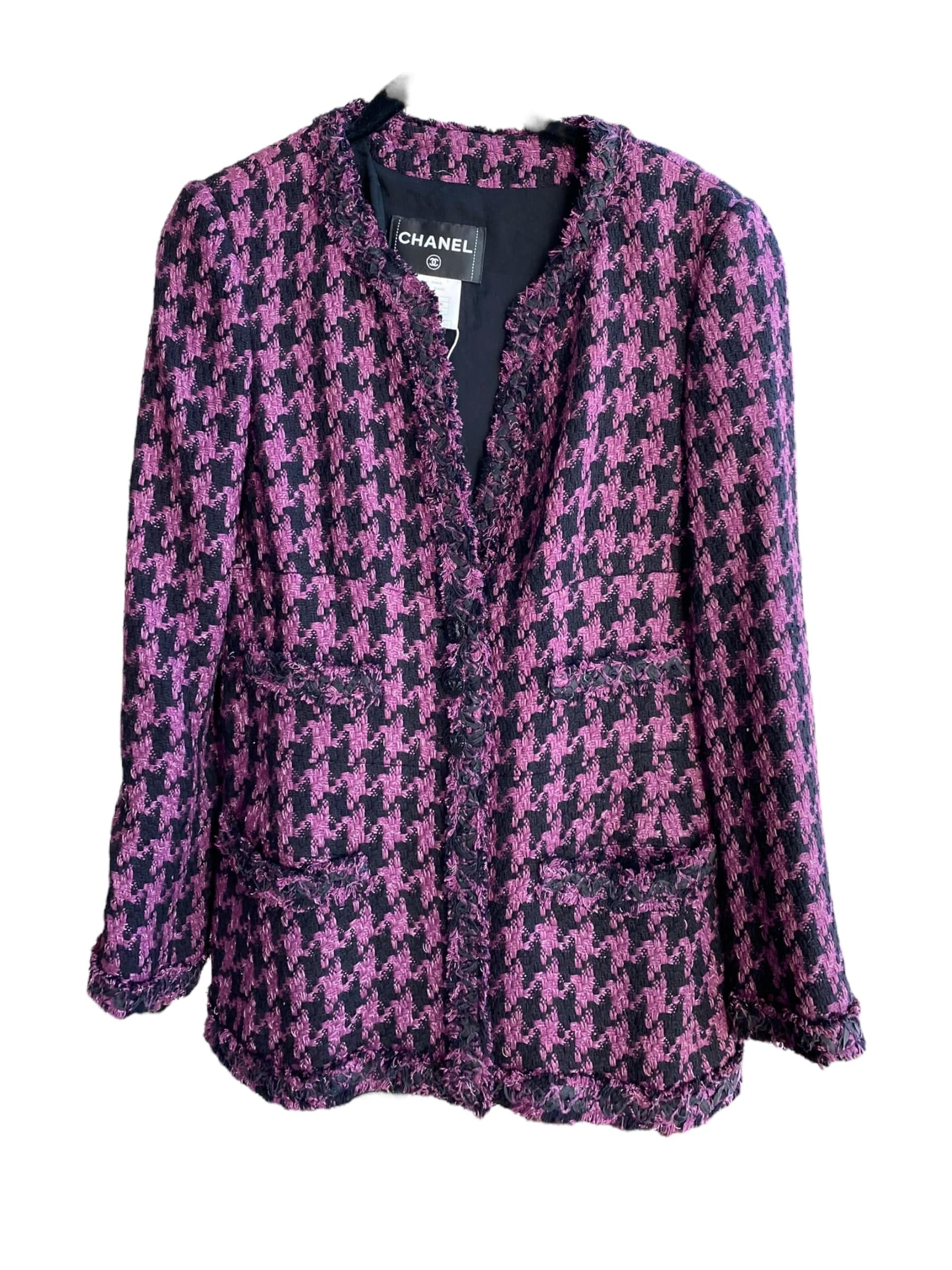 Chanel Chanel purple houndstooth tweed jacket DXBK0204