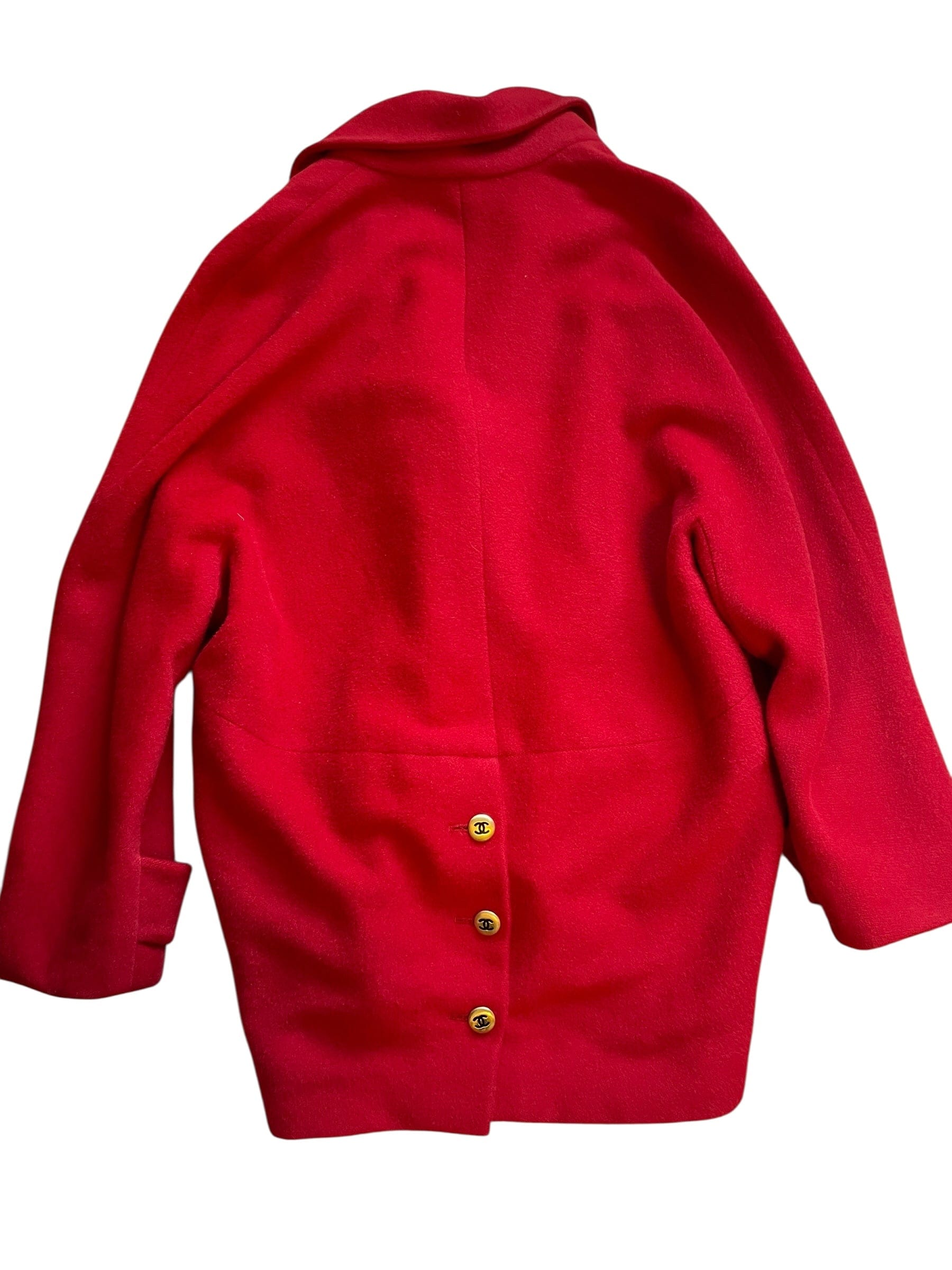 Chanel Chanel Red Coat Vintage with Gold CC Buttons DXBK0310