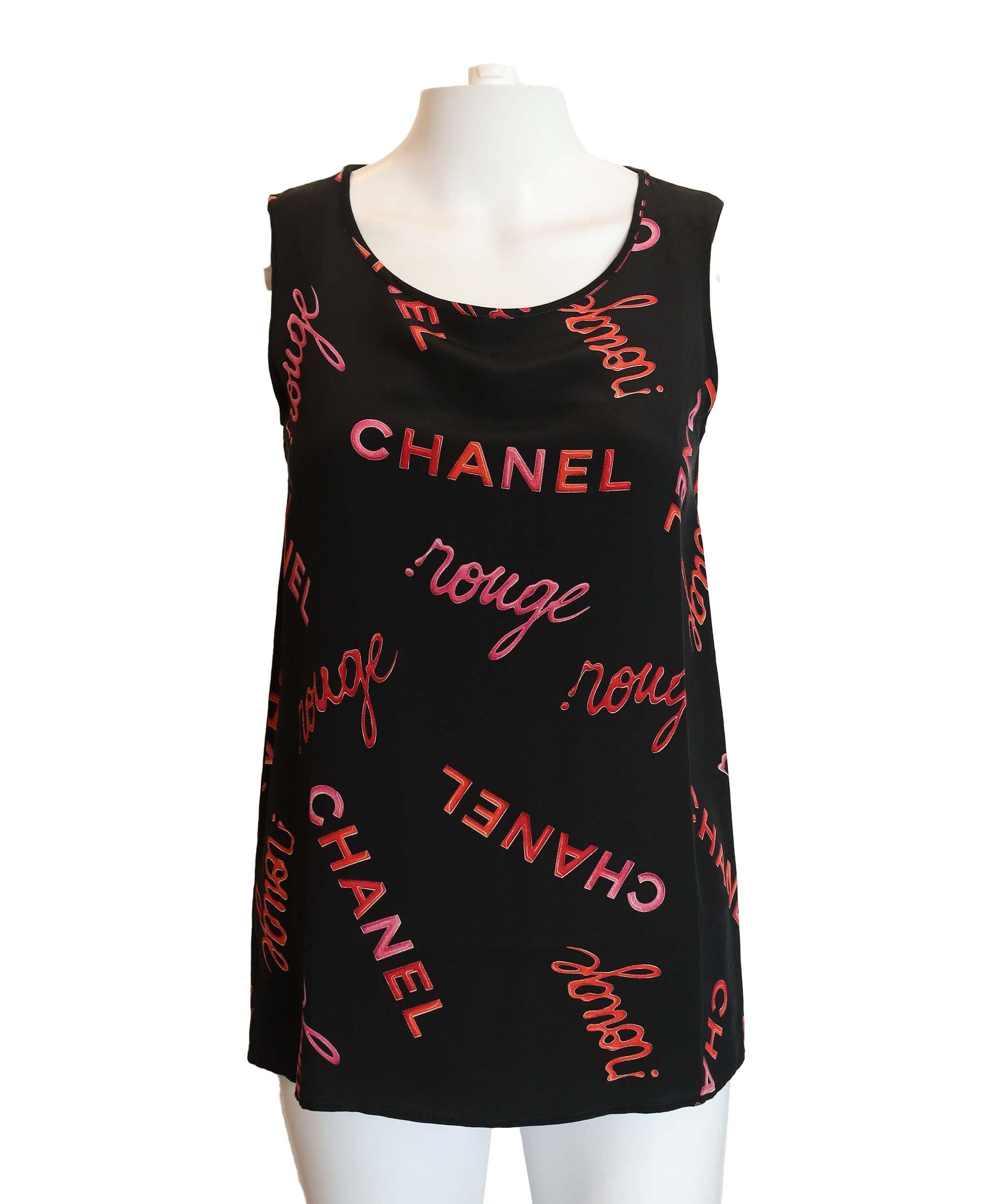 Chanel Chanel Rouge Logo Sleeveless Top Black DXBS4329