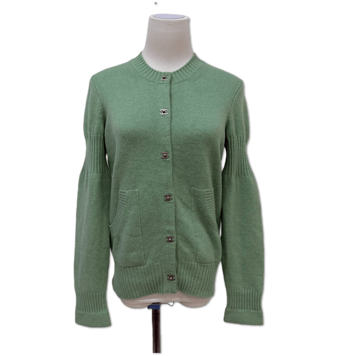 Chanel Chanel Sage Green CC Button Knit Cardigan Sweater size 36 HZ1176818757